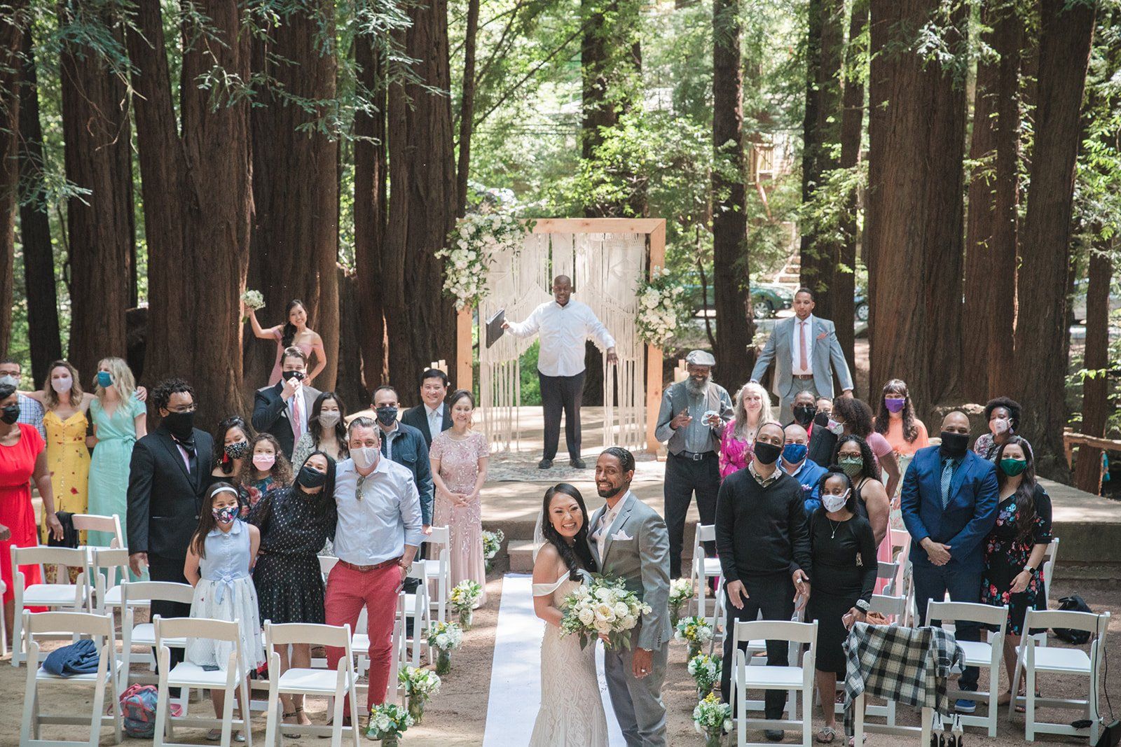 same-sex redwoods micro wedding east bay, A Marin Redwoods Wedding Ceremony in the Amphitheater