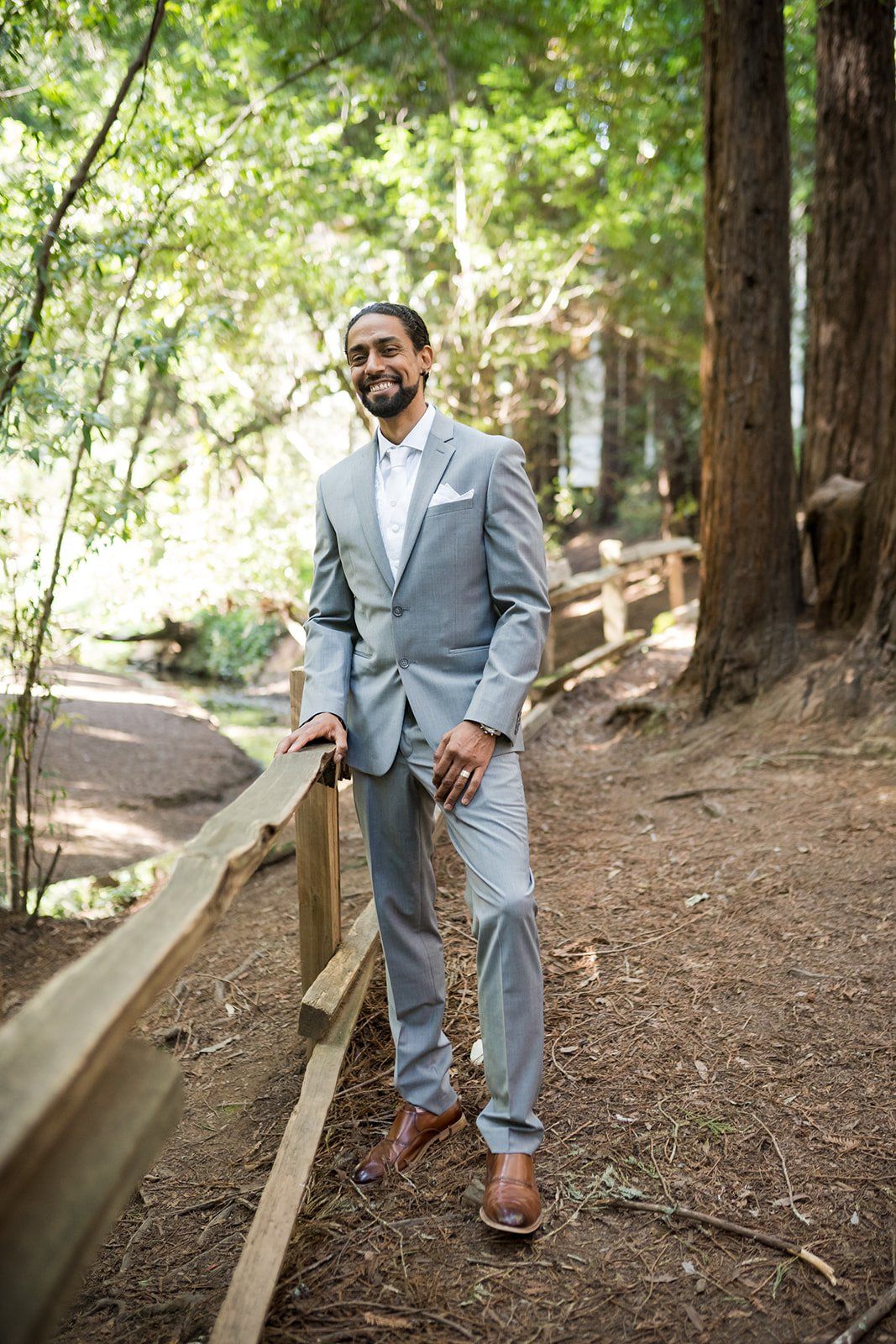 same-sex redwoods micro wedding east bay, Family Photos Under the Old Mill Park Redwoods
