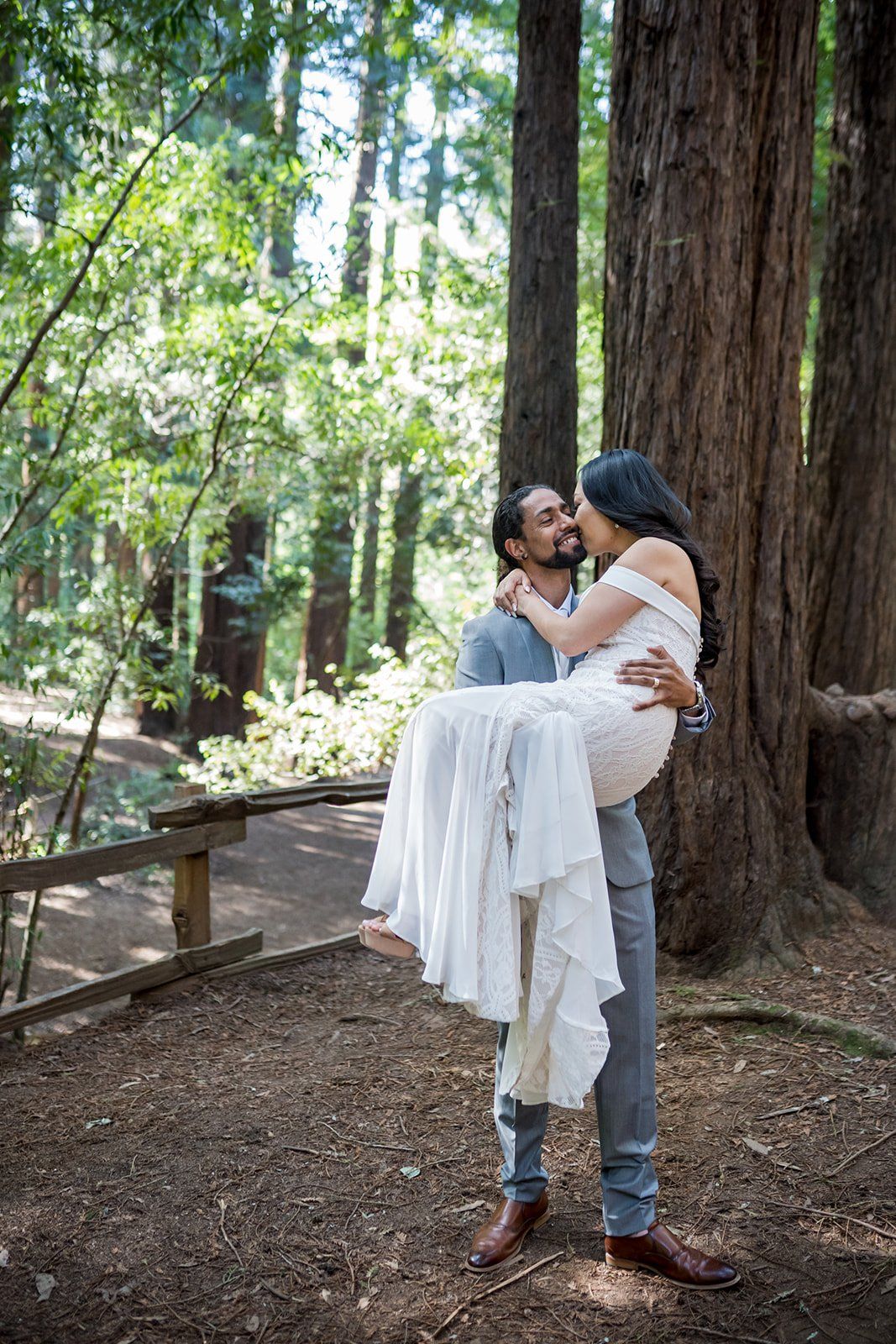 redwoods micro wedding at old mill park, Portraits Under the Old Mill Park Redwoods