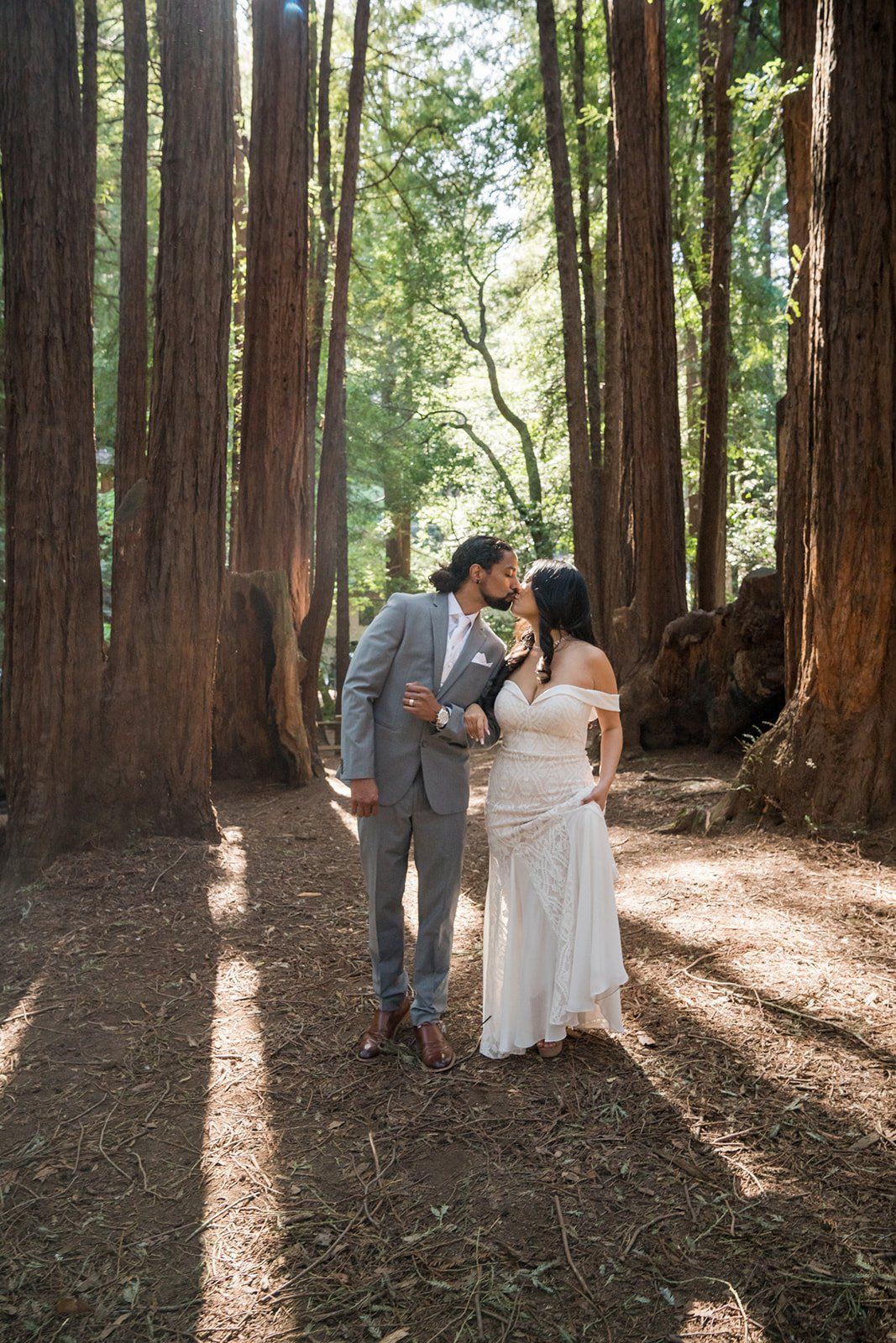 same-sex redwoods micro wedding east bay, Family Photos Under the Old Mill Park Redwoods