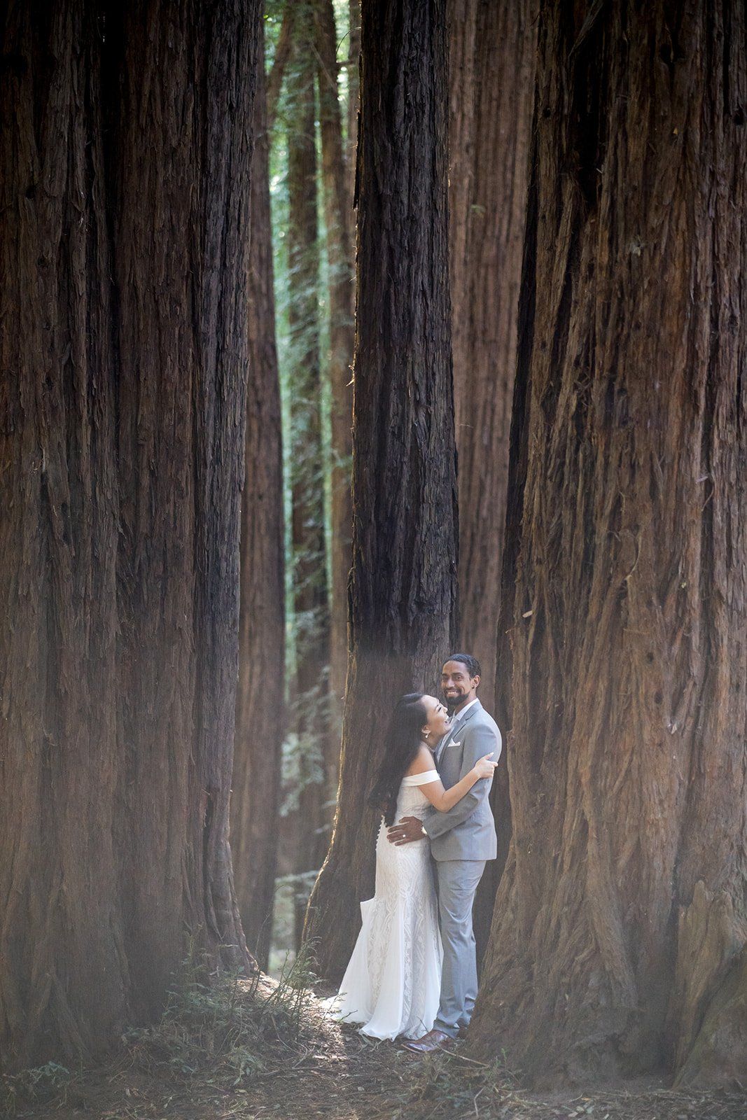 same-sex redwoods micro wedding east bay, Family Photos Under the Old Mill Park Redwoods