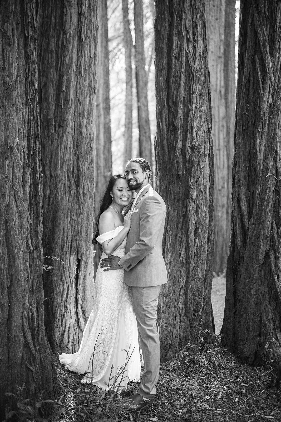same-sex redwoods micro wedding east bay, Family Photos Under the Old Mill Park Redwoods