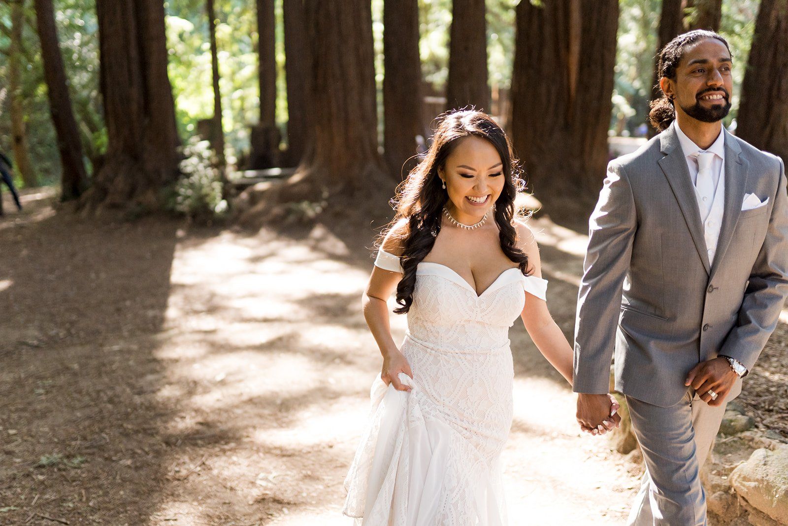 same-sex redwoods micro wedding east bay, Family Photos Under the Old Mill Park Redwoods