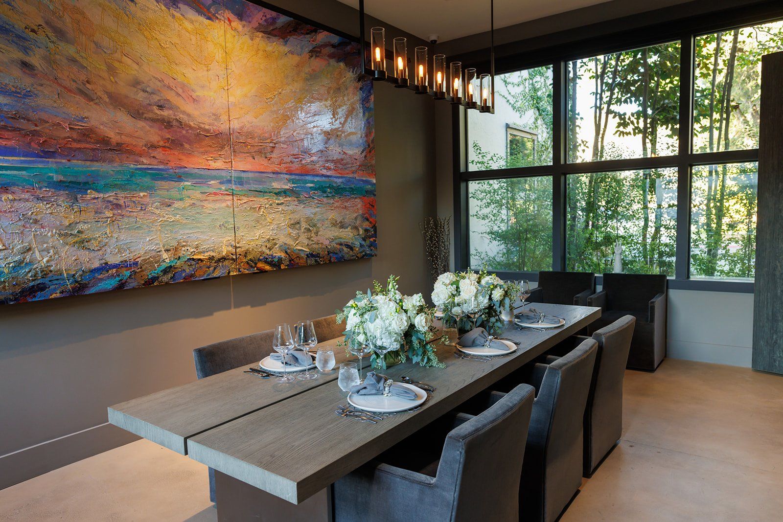 modern boutique-hotel micro wedding at r inn napa, Dinner, Sunset, and Cake by the River