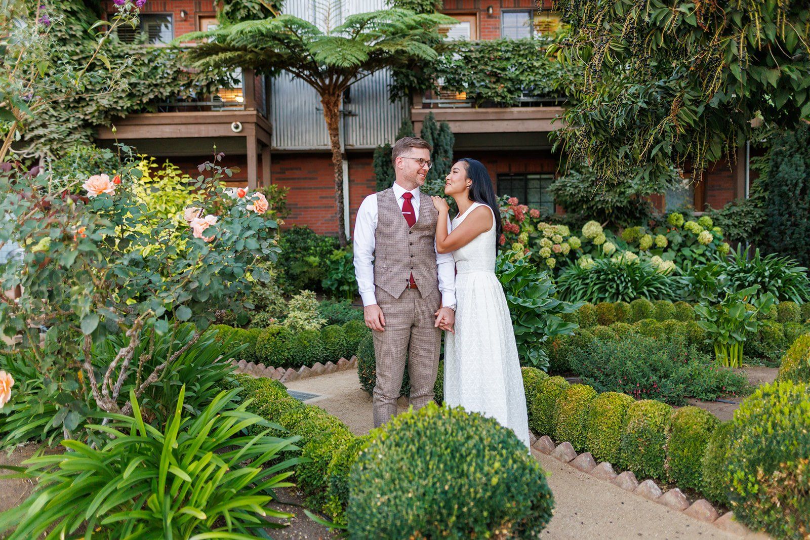 modern boutique-hotel micro wedding at r inn napa, Champagne and a 6-Guest Napa Hotel Wedding