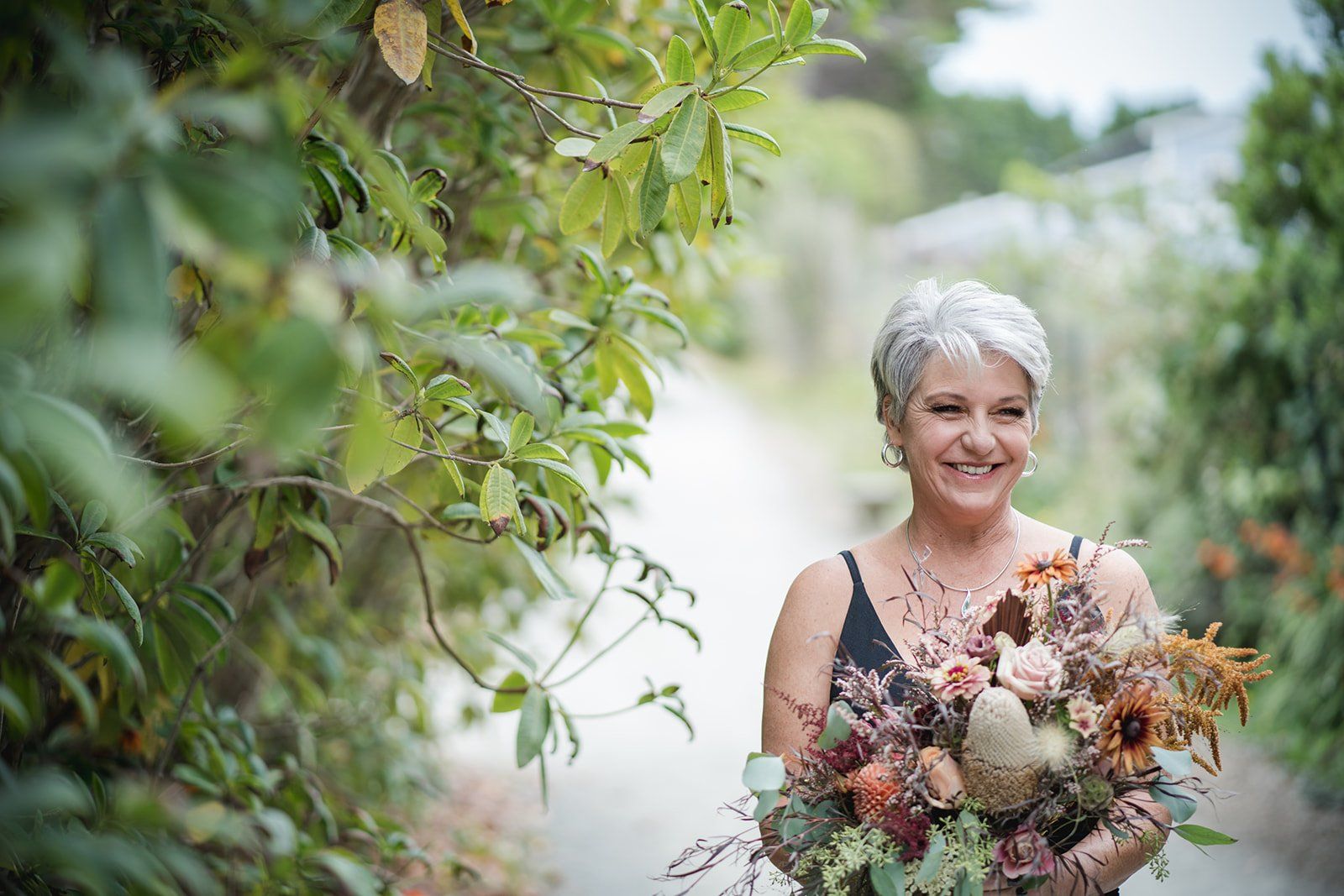 second-wedding elopement at the mendocino coast botanical gardens, A Toast, a First Dance, and the Late-Summer Blooms