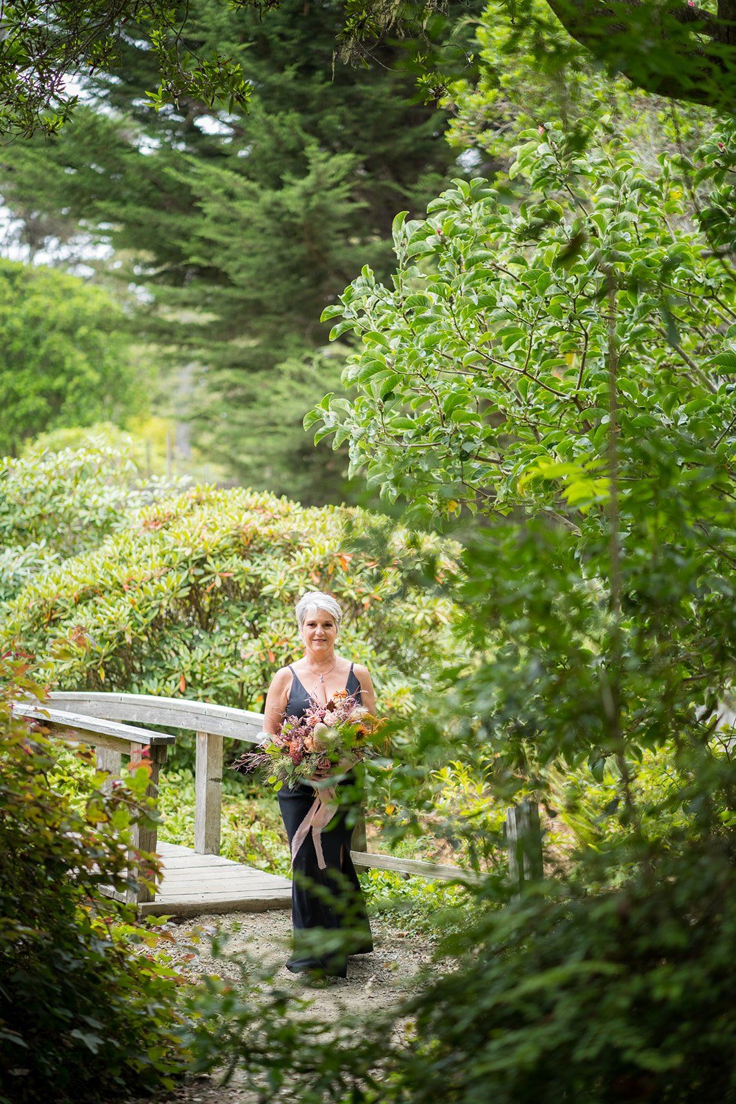 second-wedding elopement at the mendocino coast botanical gardens, A Toast, a First Dance, and the Late-Summer Blooms