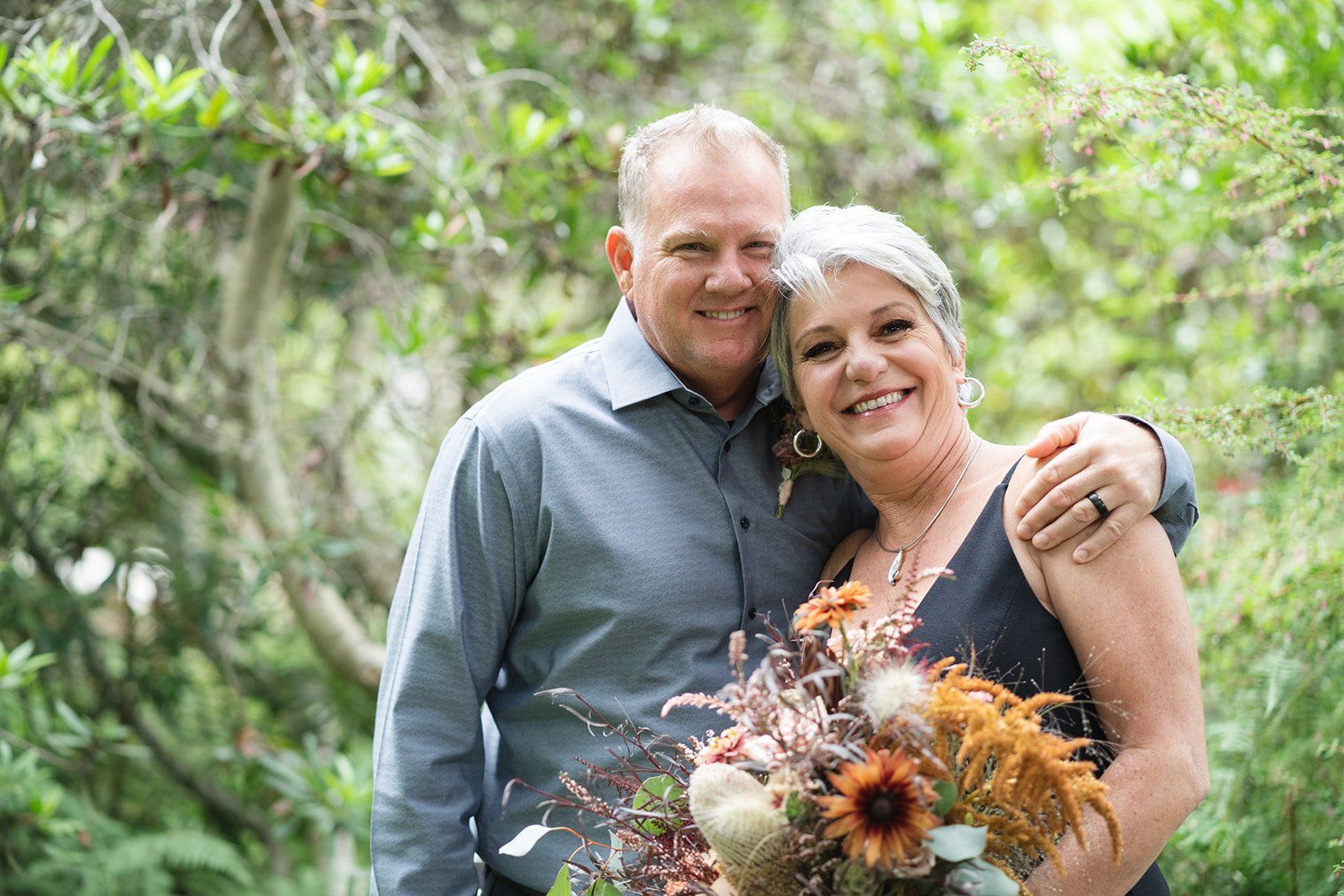 second-wedding elopement at the mendocino coast botanical gardens, A Toast, a First Dance, and the Late-Summer Blooms