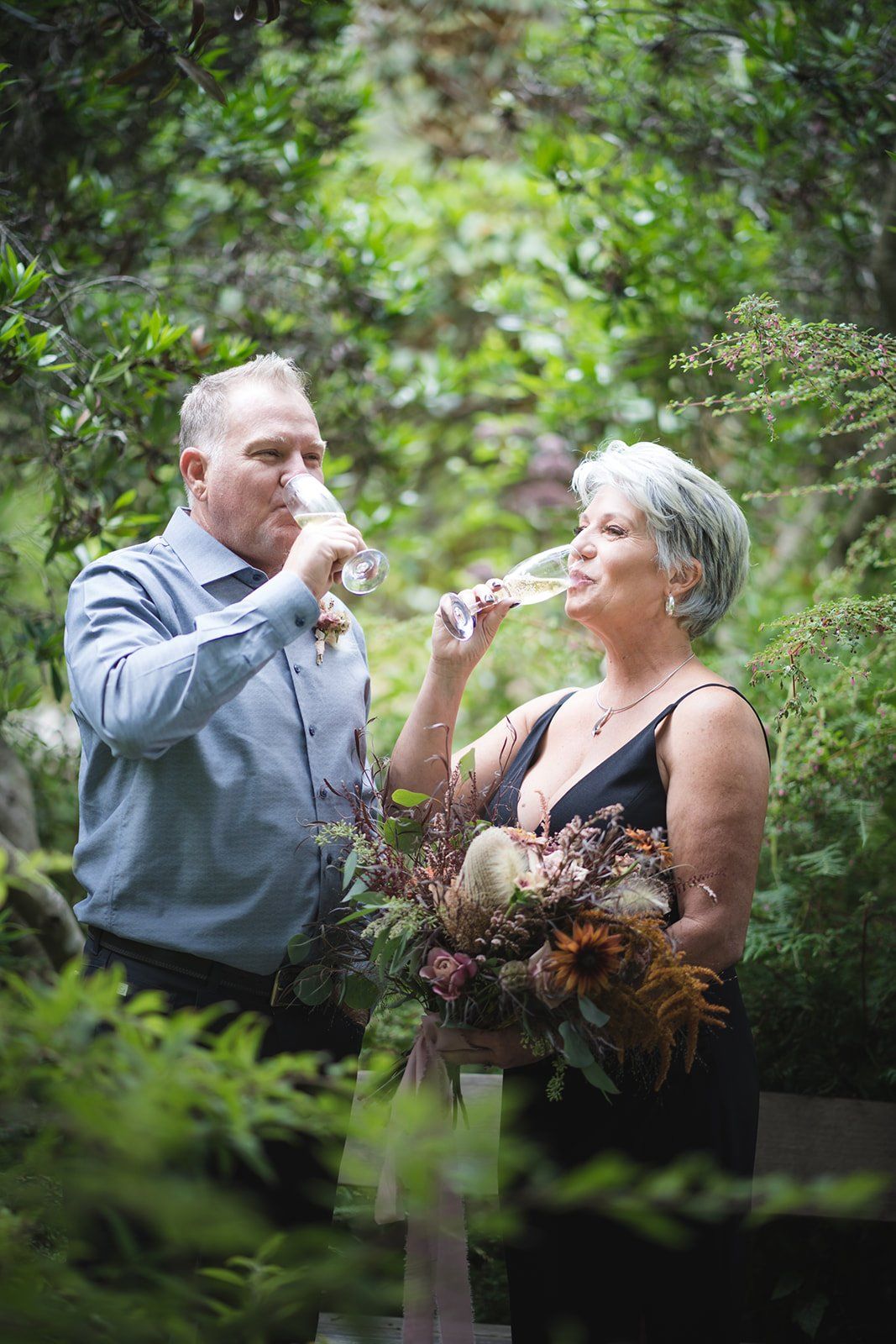 second wedding elopement mendocino botanical gardens, A Toast, a First Dance, and the Dahlias in Full Bloom