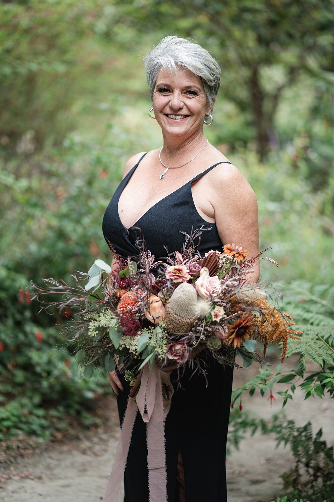 second-wedding elopement at the mendocino coast botanical gardens, A Toast, a First Dance, and the Late-Summer Blooms