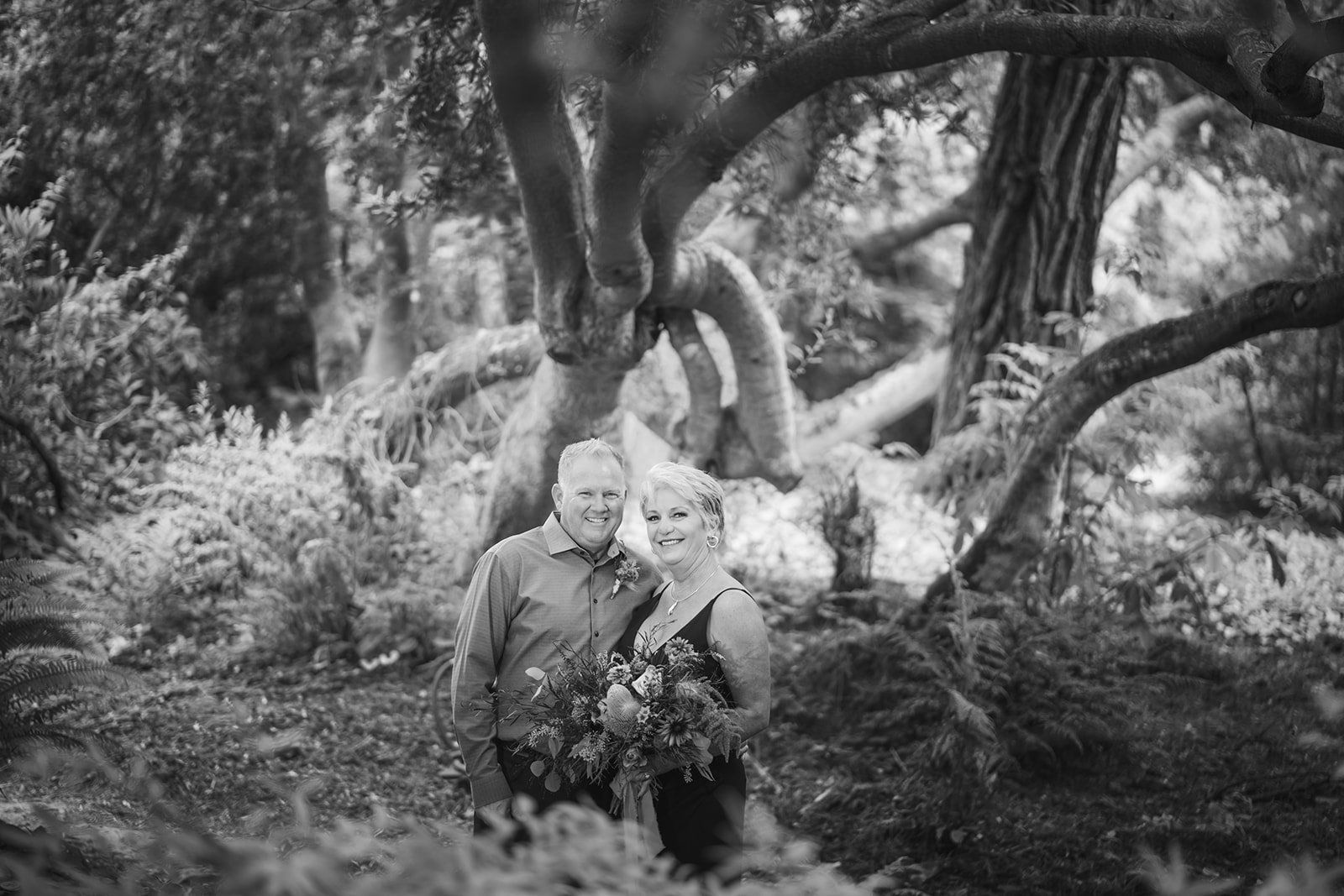 second-wedding elopement at the mendocino coast botanical gardens, A Toast, a First Dance, and the Late-Summer Blooms
