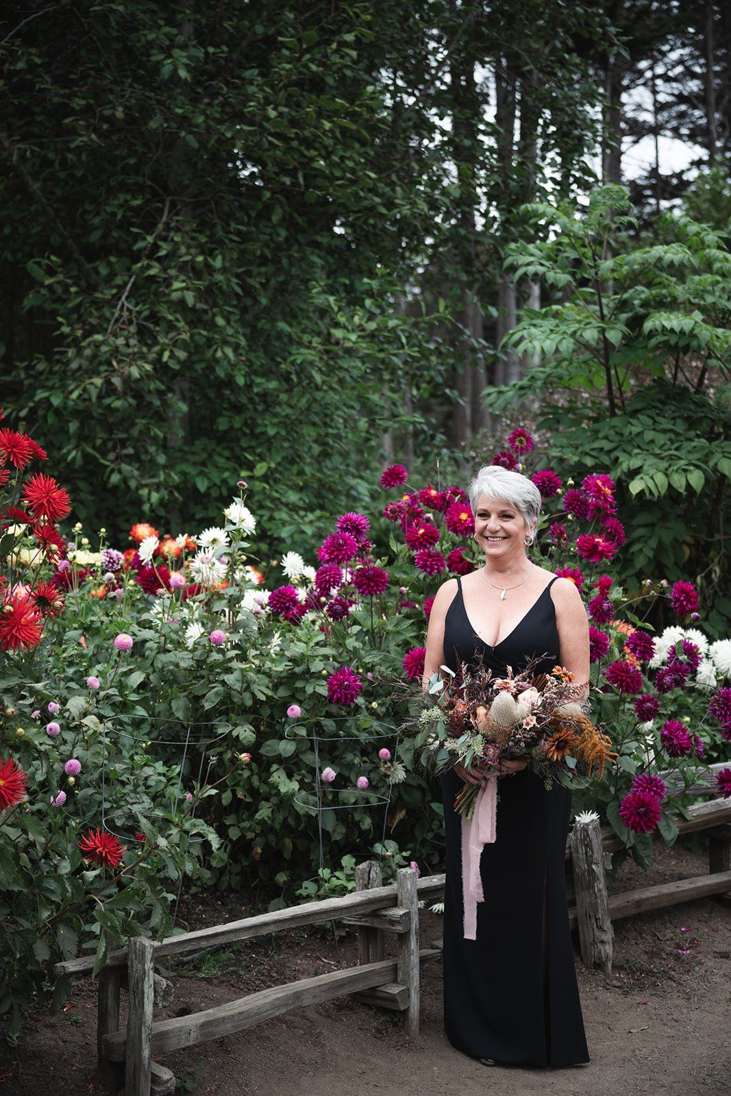 second wedding elopement mendocino botanical gardens, A Toast, a First Dance, and the Dahlias in Full Bloom