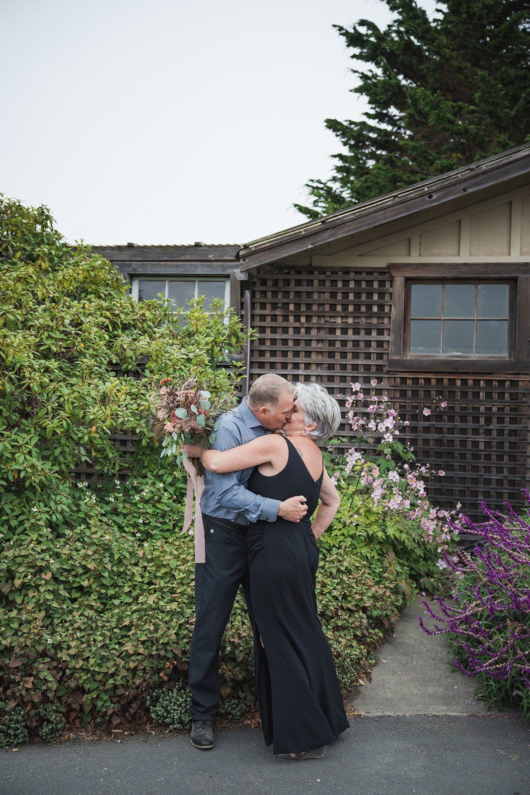 second-wedding elopement at the mendocino coast botanical gardens, A Toast, a First Dance, and the Late-Summer Blooms