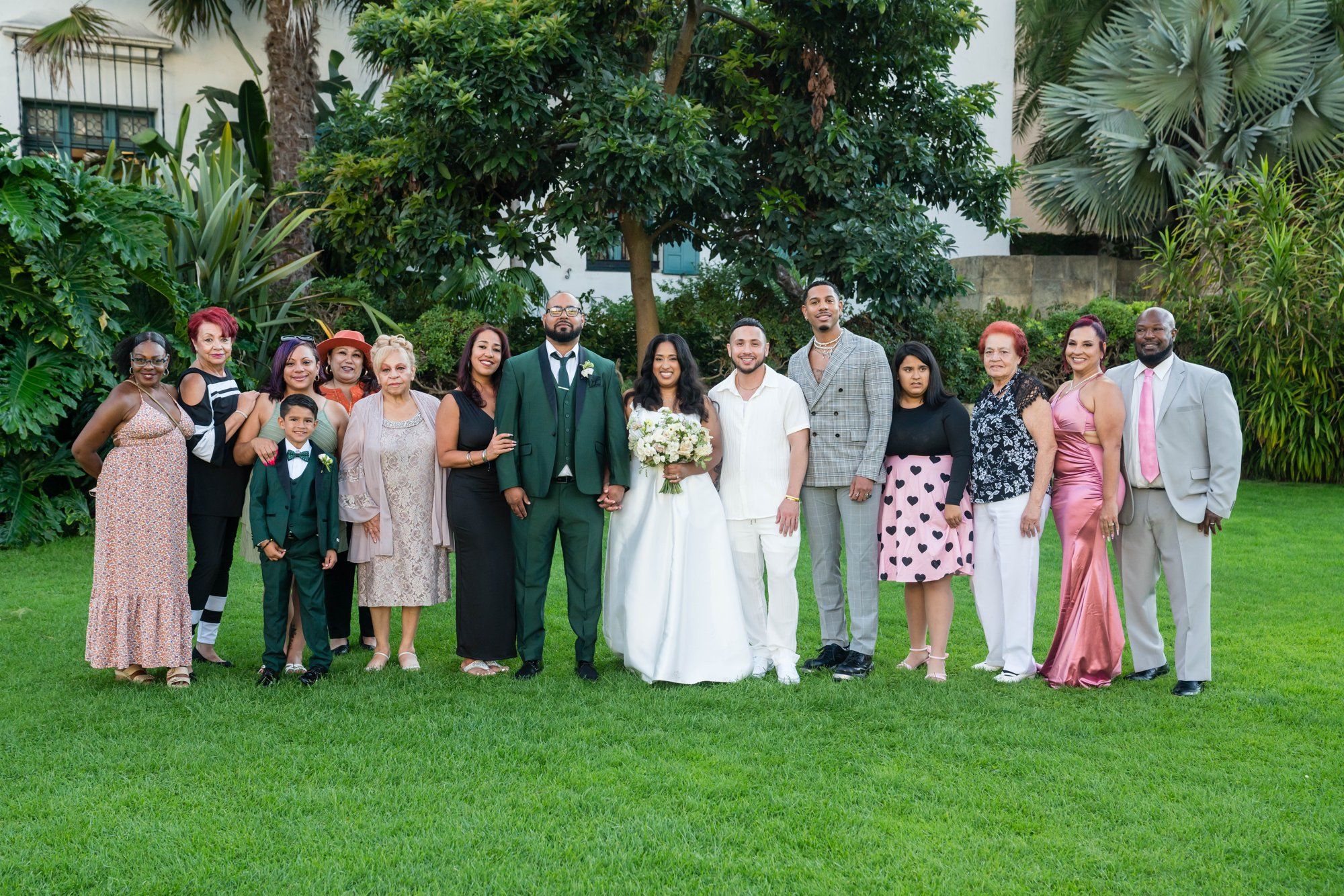 classic santa barbara courthouse micro wedding, Family Photos Under the Classic Santa Barbara Courthouse Arches
