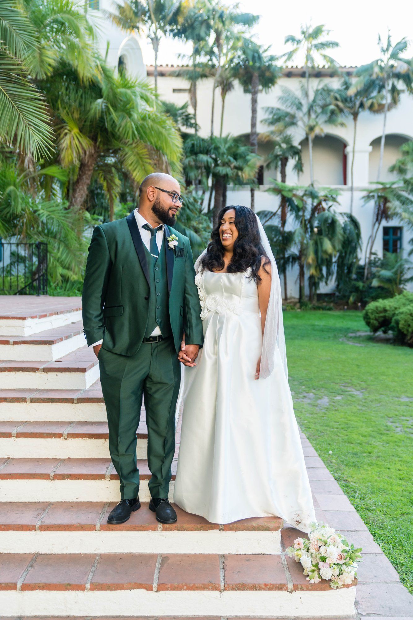 classic santa barbara courthouse micro wedding, Family Photos Under the Classic Santa Barbara Courthouse Arches