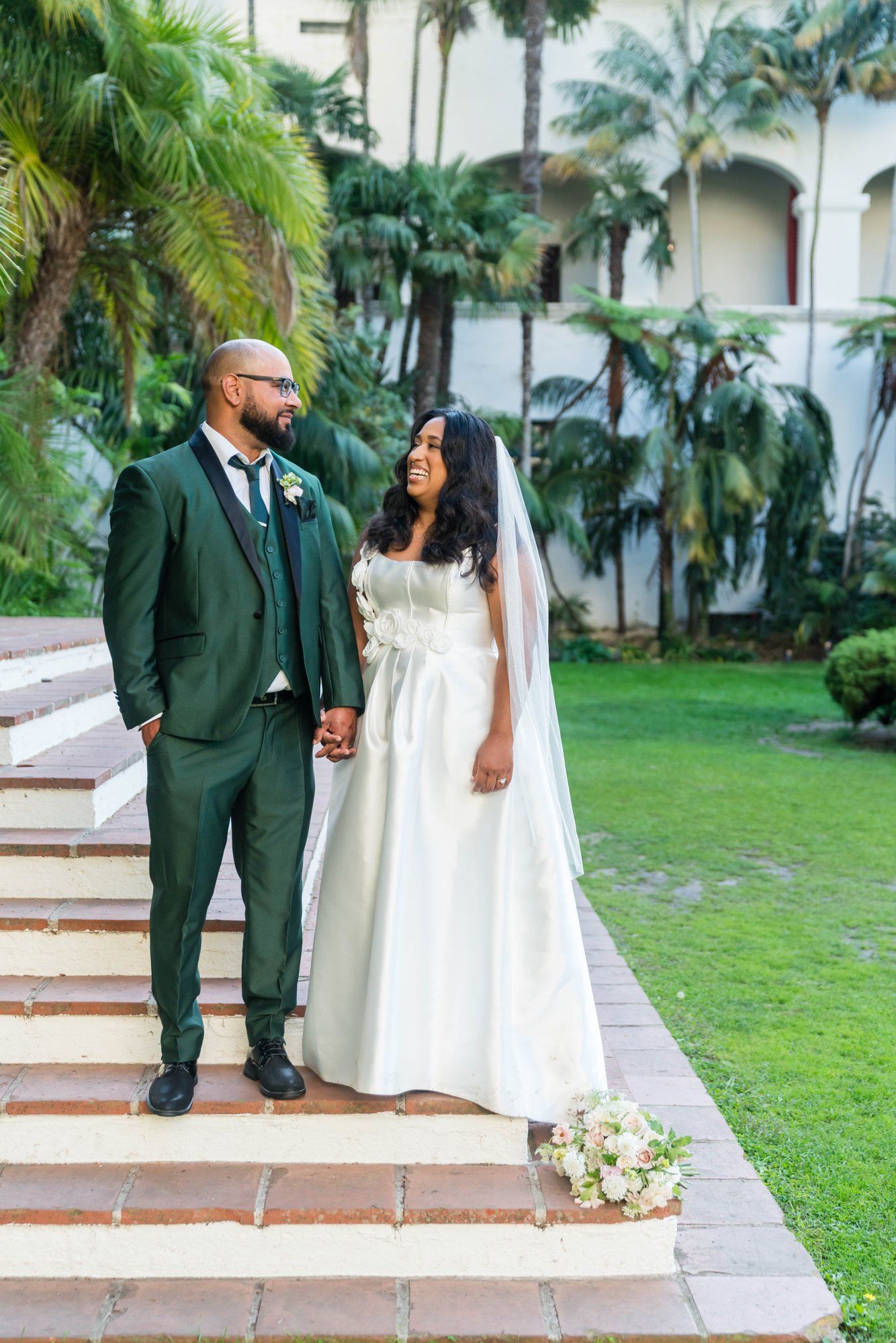 classic santa barbara courthouse micro wedding, Family Photos Under the Classic Santa Barbara Courthouse Arches