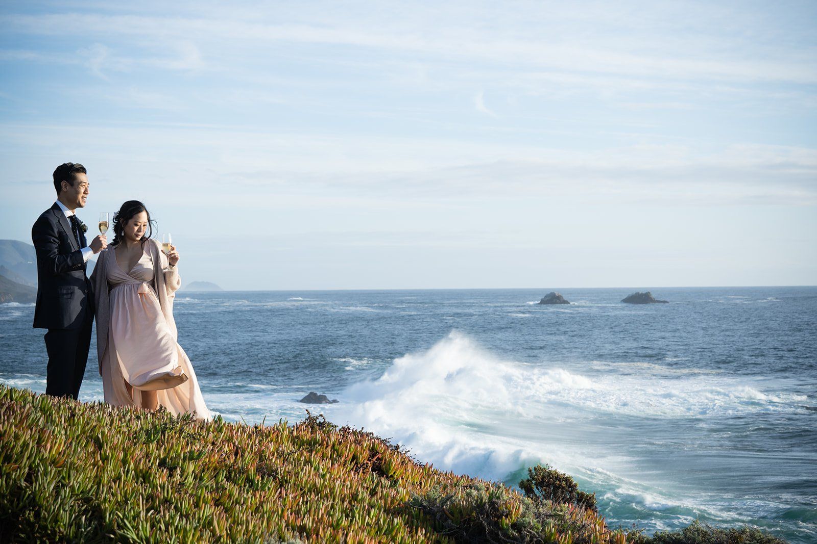 big sur cliffside elopement just the two of them, Portraits Along the Cliff