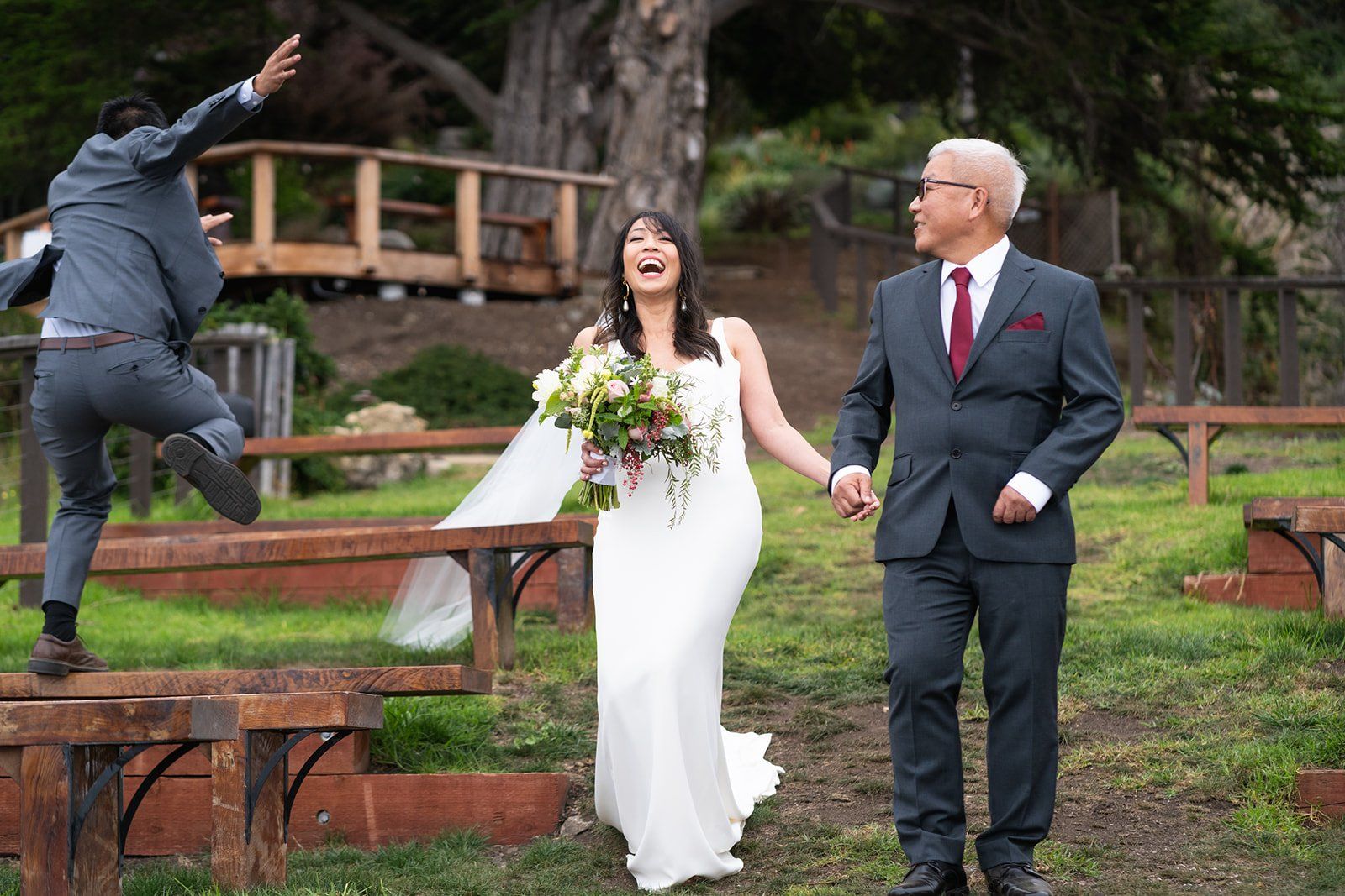full-estate micro wedding at wind and sea big sur, Married on the Big Sur Cliff. Full Estate, His Father Officiating