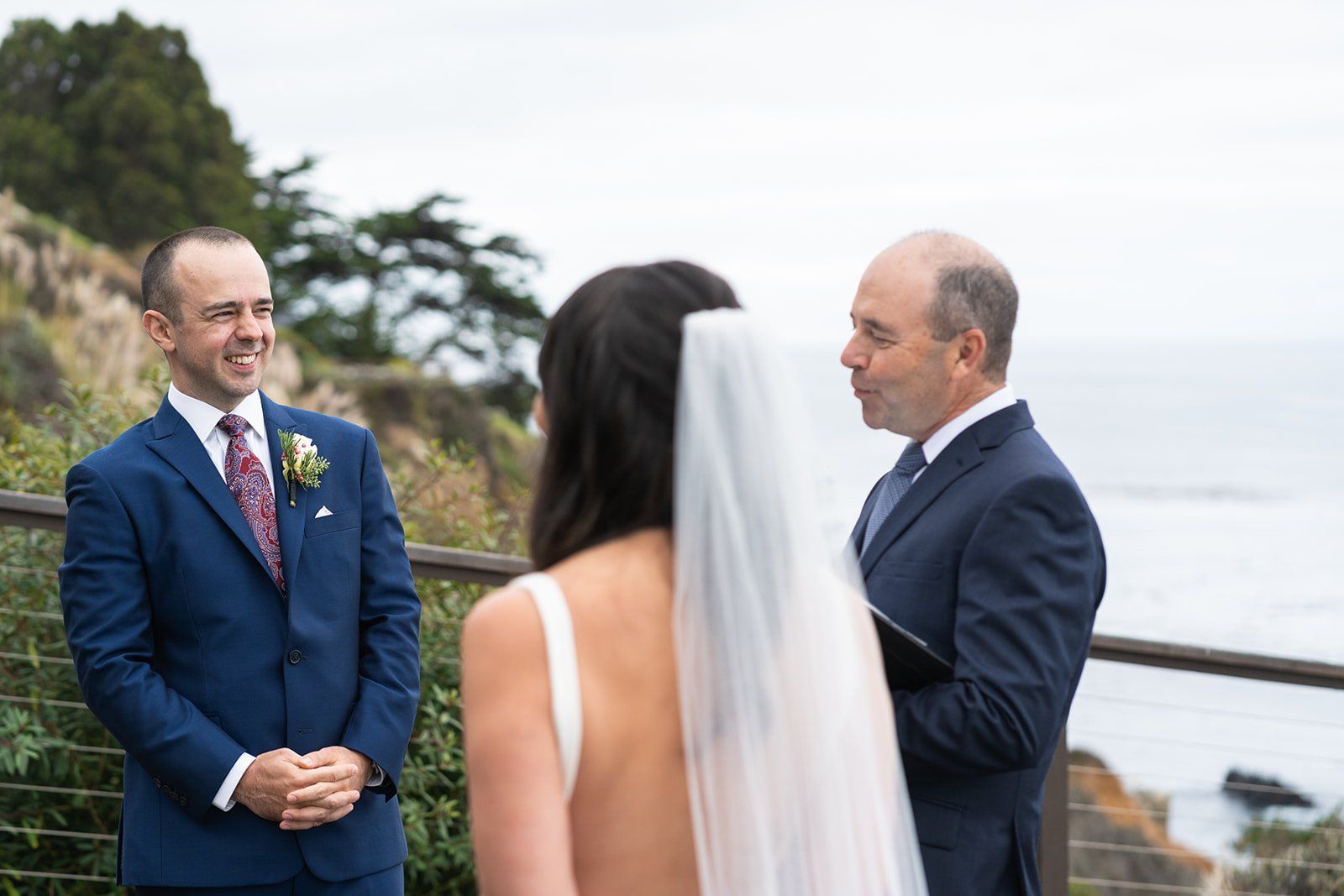 full-estate micro wedding at wind and sea big sur, Married on the Big Sur Cliff. Full Estate, His Father Officiating