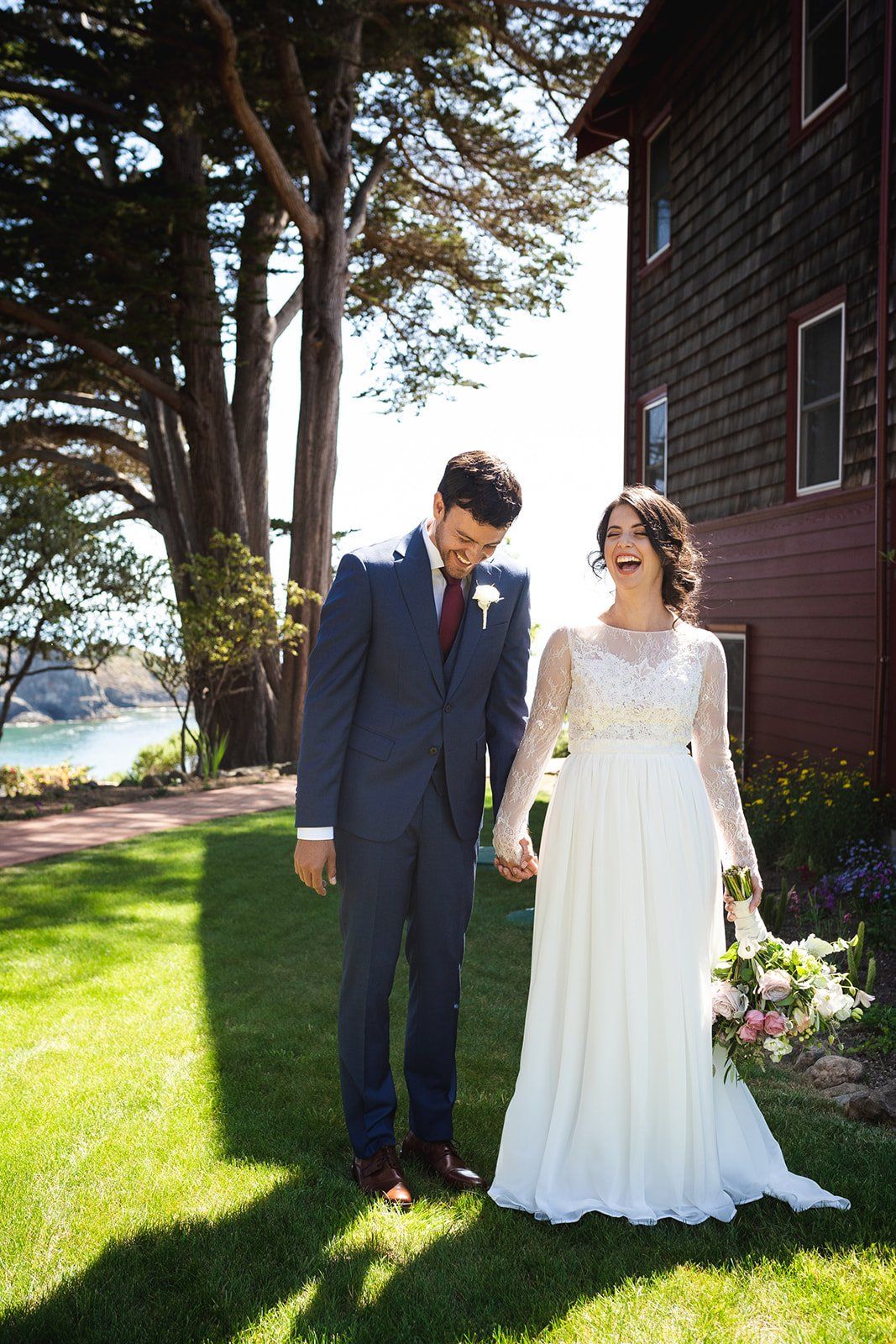 two-grooms oceanfront inn minimony at harbor house mendocino, Family Photos on the Bluff at this Mendocino Oceanfront Wedding