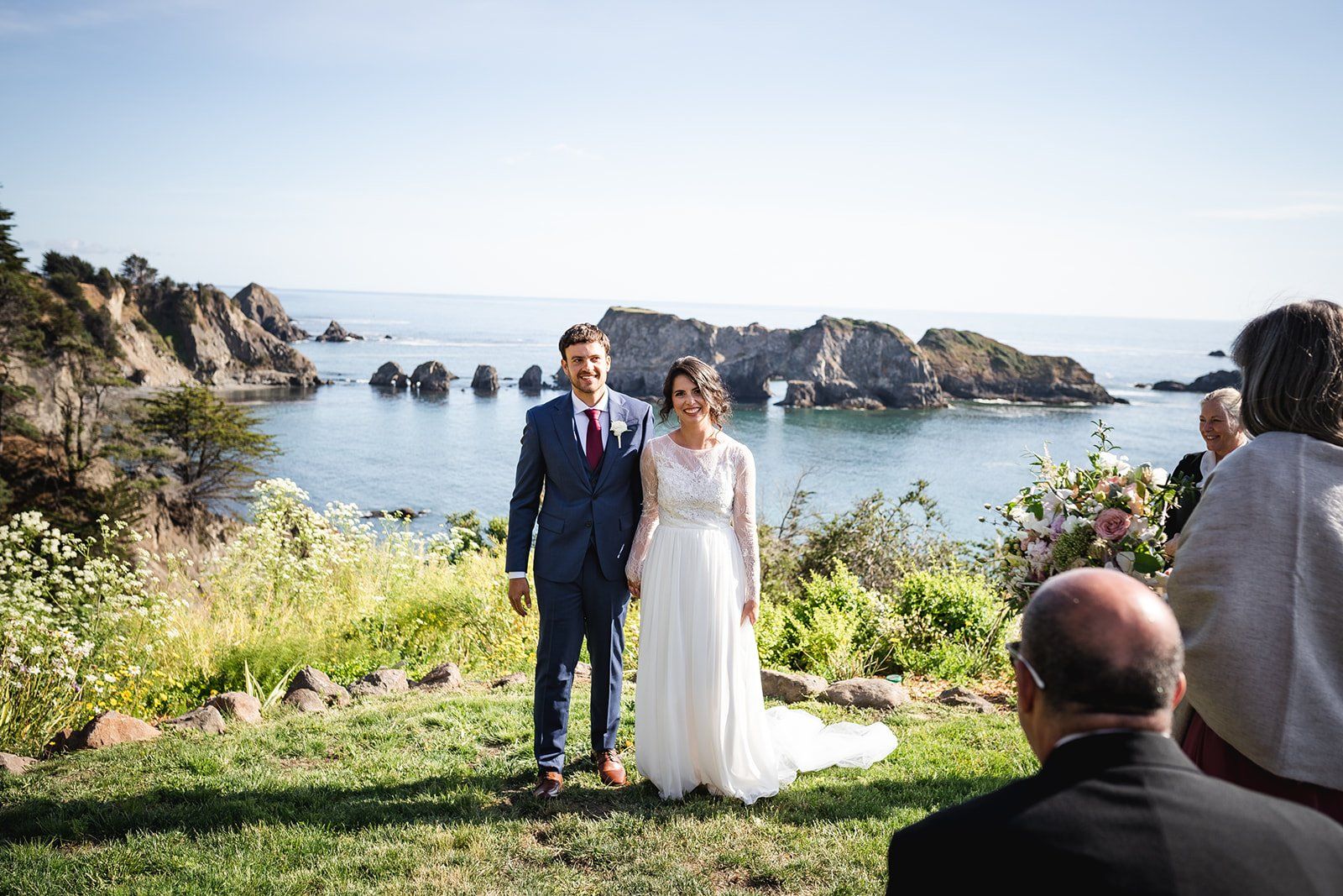 two-grooms oceanfront inn minimony at harbor house mendocino, A Pacific-Coast Ceremony Above the Cove at Harbor House Inn