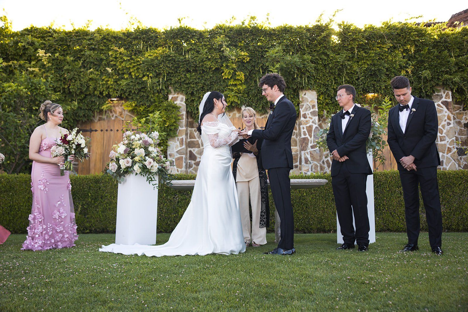 summer vineyard wedding at jacuzzi family vineyards, sonoma, A Vineyard Courtyard Ceremony