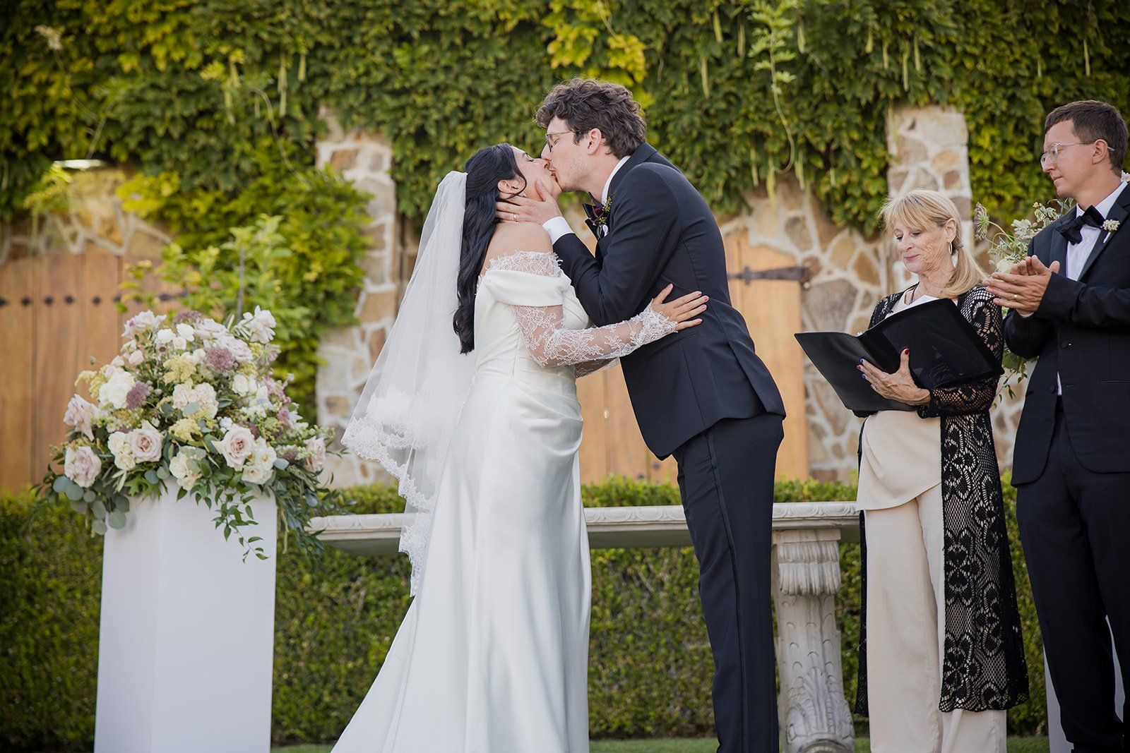 summer vineyard wedding at jacuzzi family vineyards, sonoma, A Vineyard Courtyard Ceremony