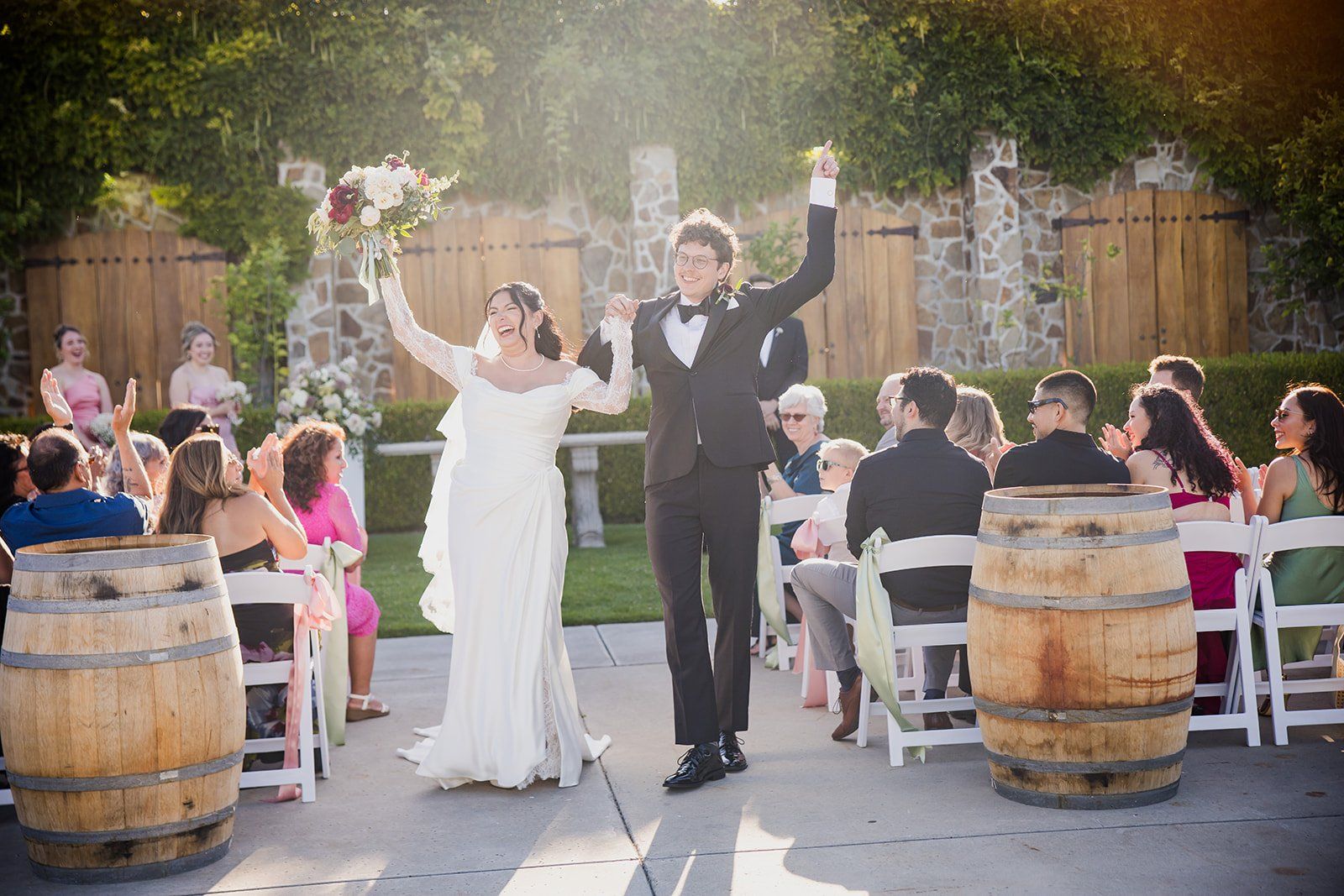 summer vineyard wedding at jacuzzi family vineyards, sonoma, A Vineyard Courtyard Ceremony