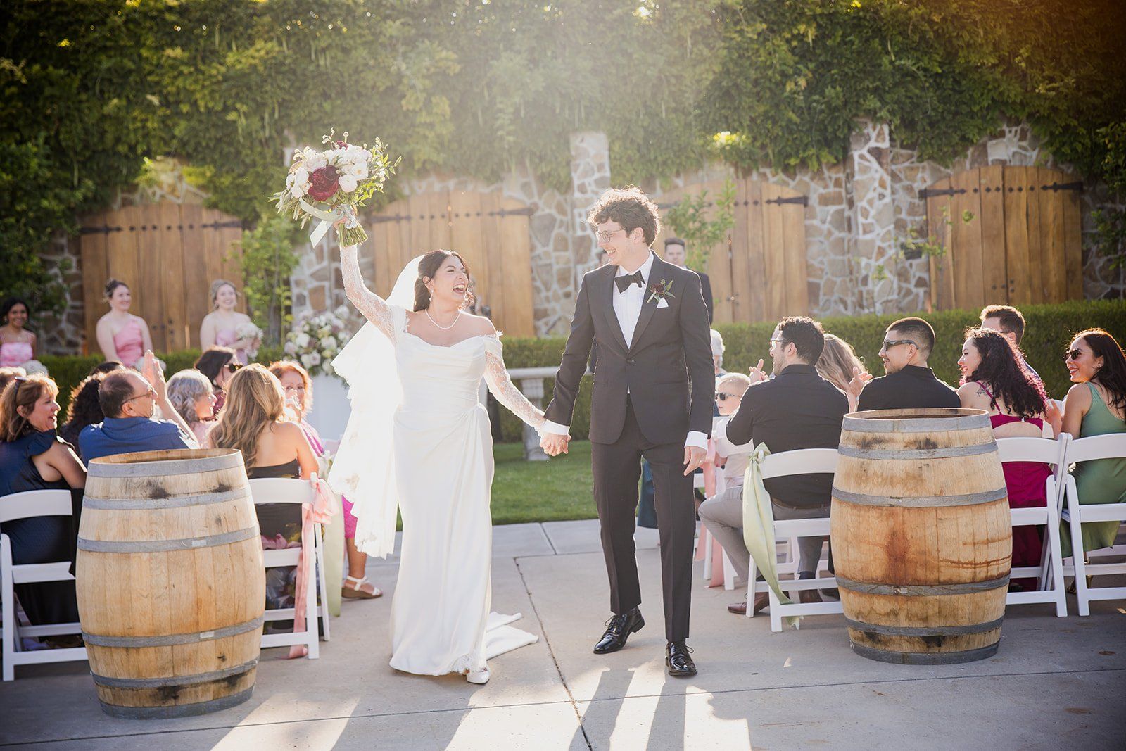 summer vineyard wedding at jacuzzi family vineyards, sonoma, A Vineyard Courtyard Ceremony