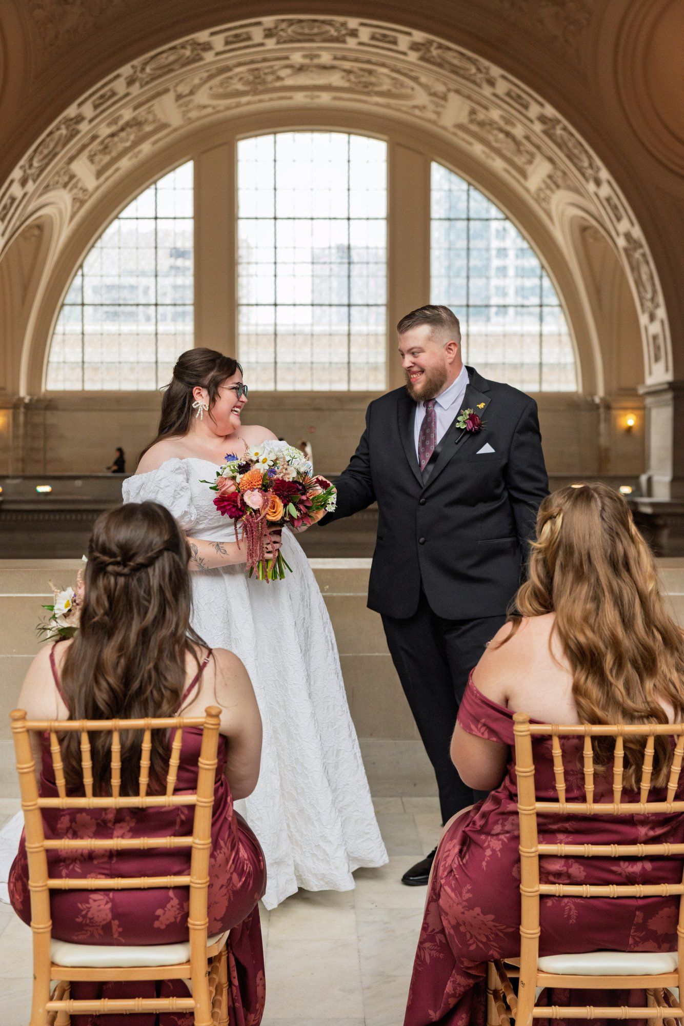 city hall elopement with a live cellist (7 guests), A City Hall Elopement Under the Rotunda, With a Live Cellist