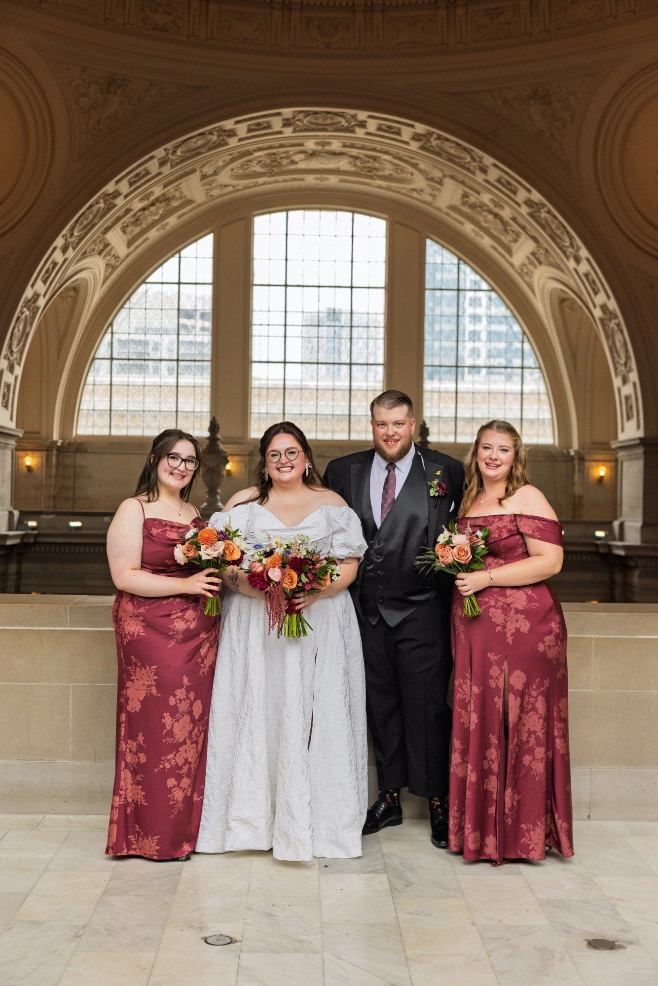 city hall elopement with a live cellist (7 guests), Portraits Inside City Hall