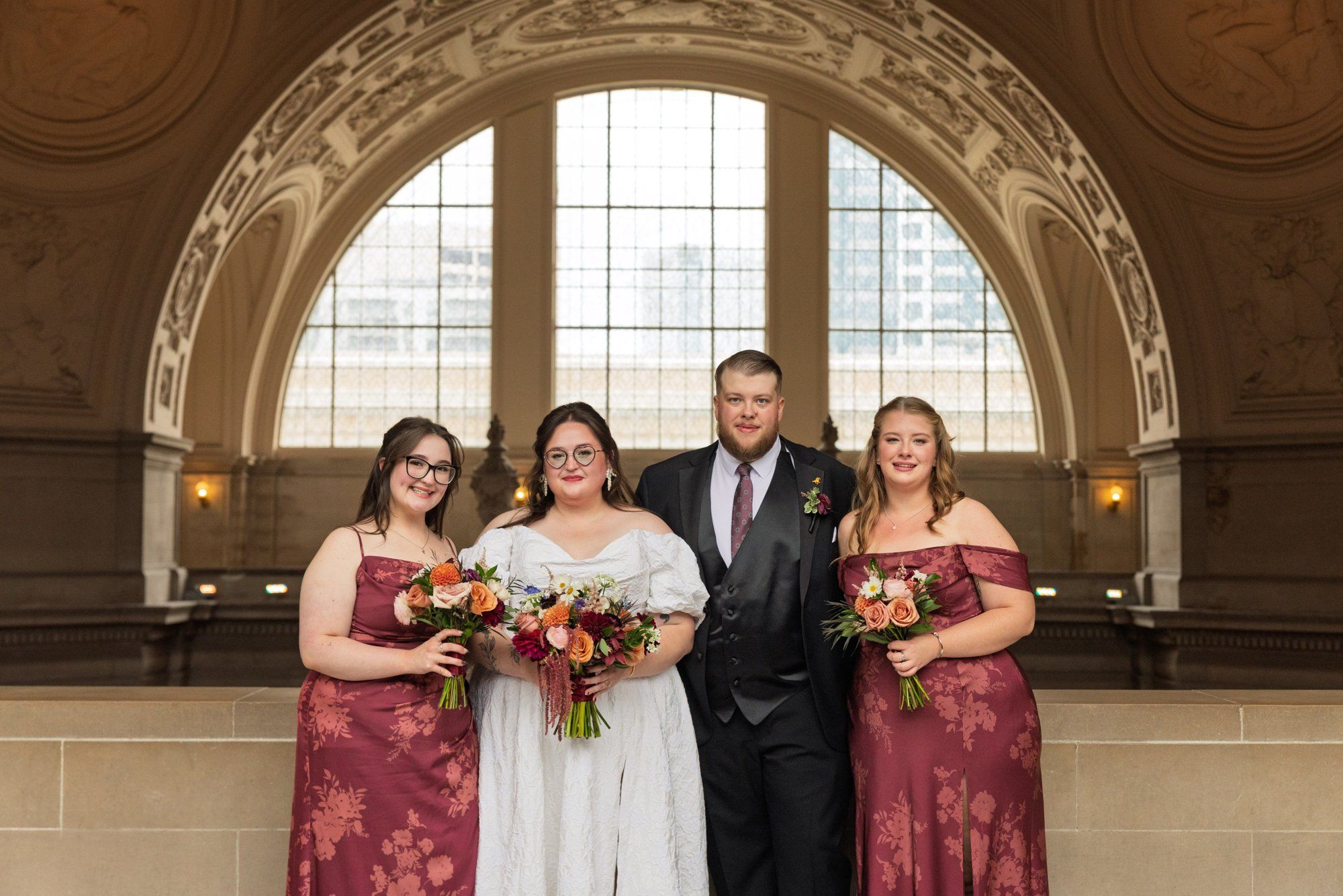 city hall elopement with a live cellist (7 guests), Portraits Inside City Hall