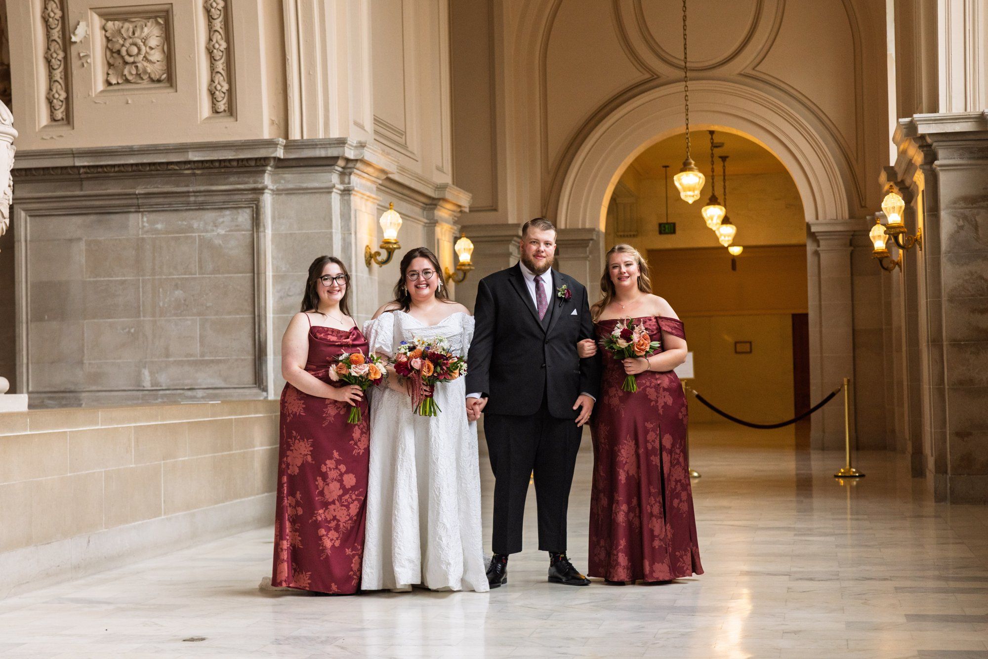 city hall elopement with a live cellist (7 guests), Portraits Inside City Hall