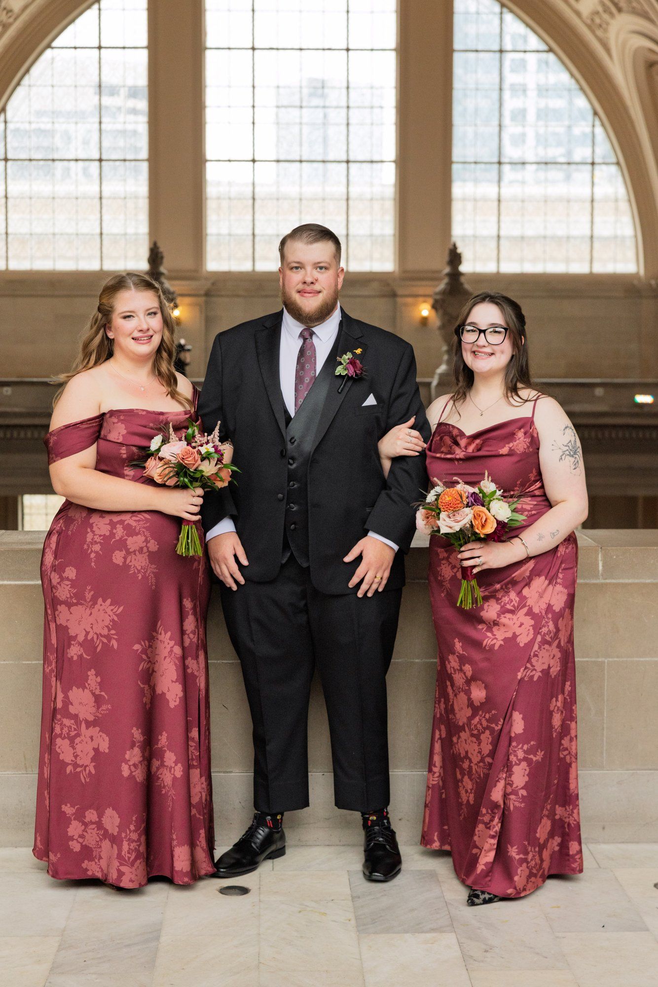 city hall elopement with a live cellist (7 guests), Portraits Inside City Hall