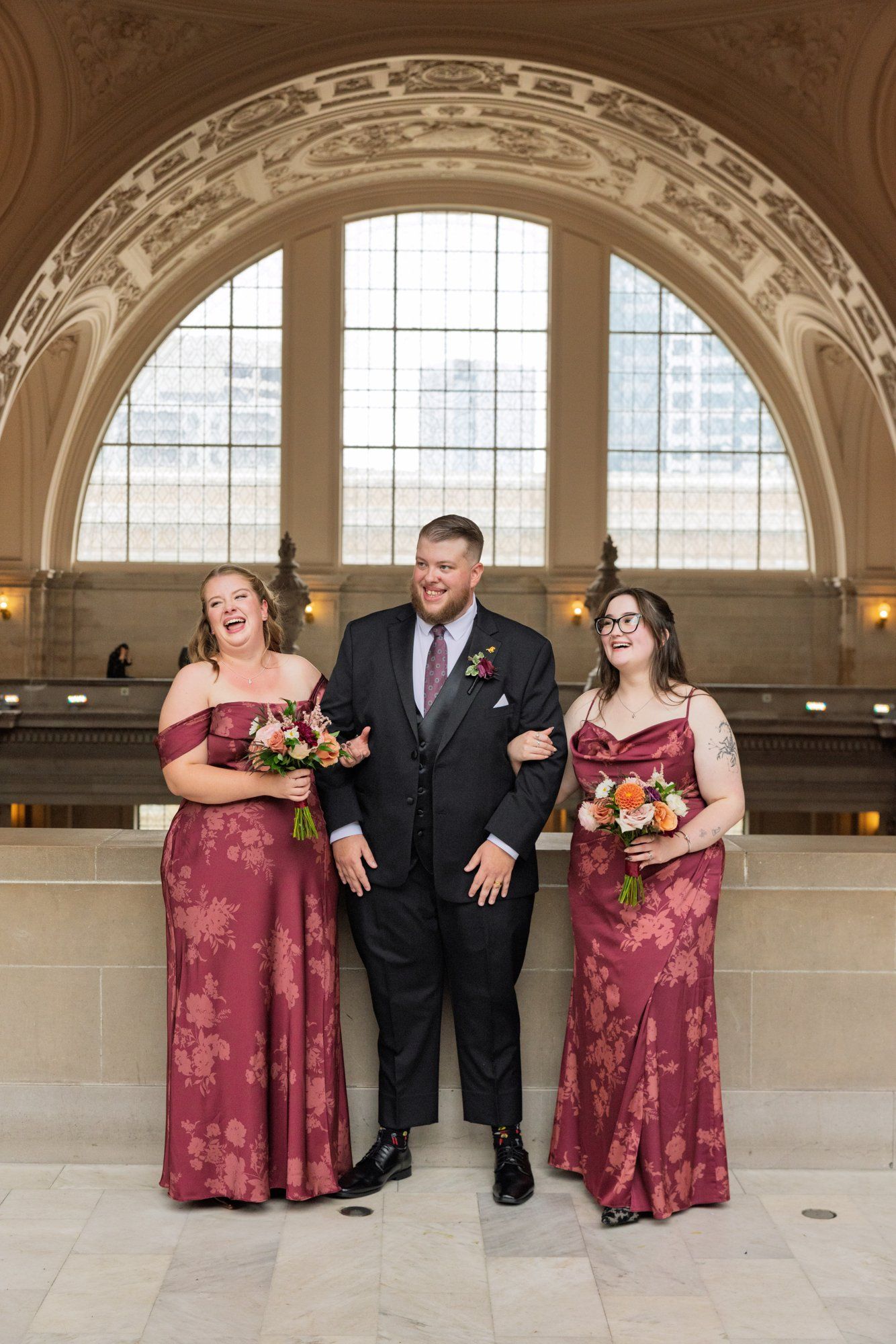 city hall elopement with a live cellist (7 guests), Portraits Inside City Hall