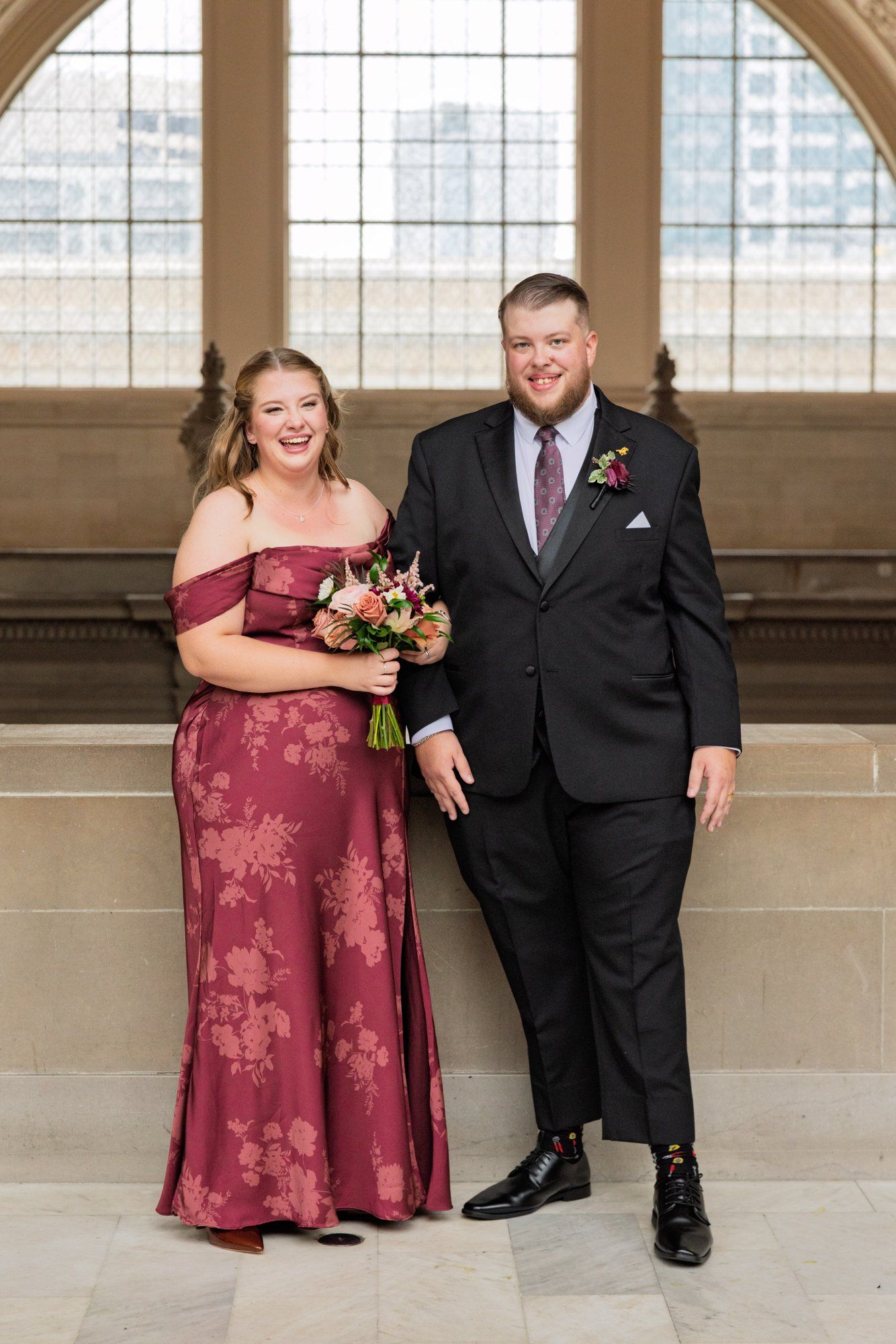 city hall elopement with a live cellist (7 guests), Portraits Inside City Hall