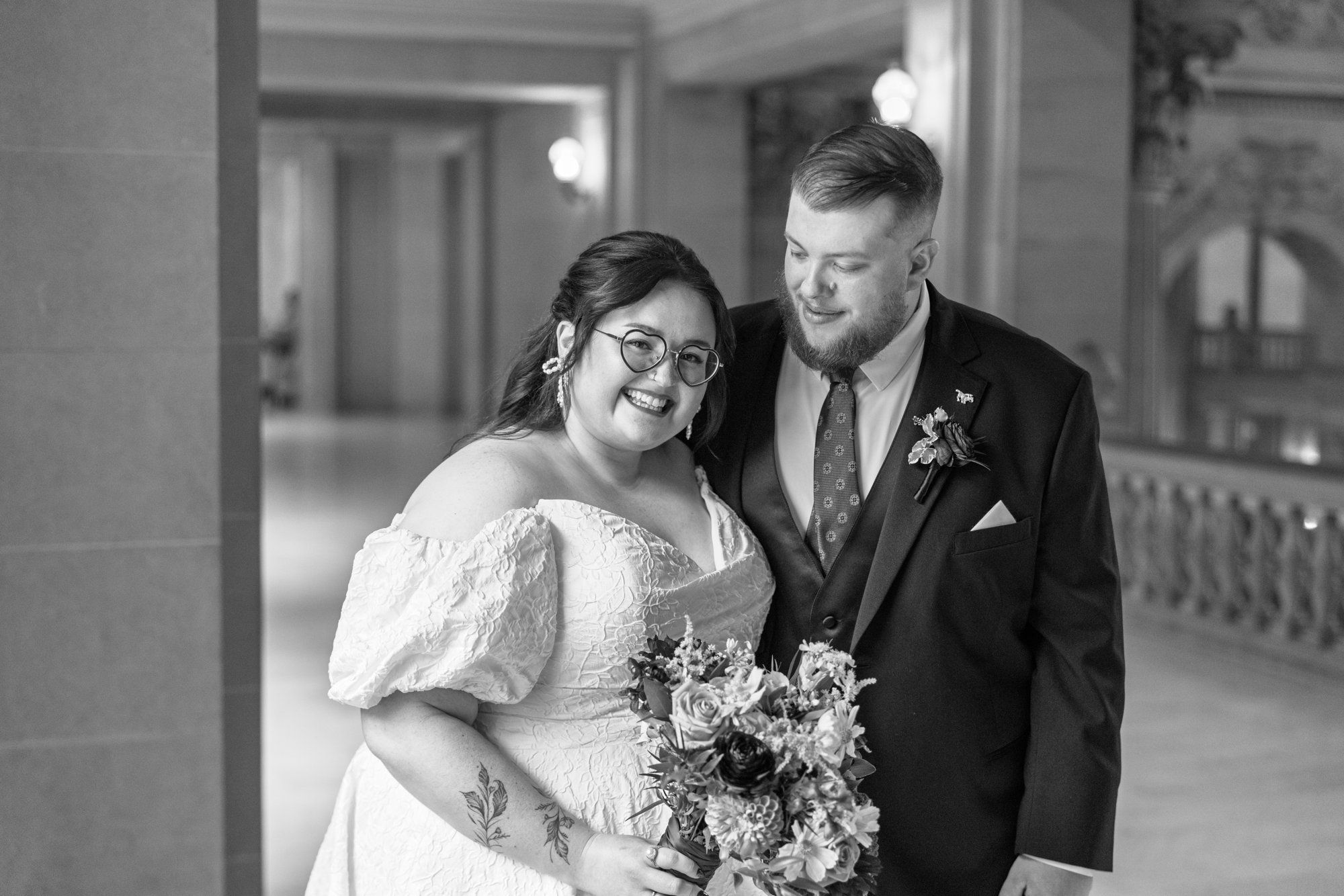 city hall elopement with a live cellist (7 guests), Portraits Inside City Hall