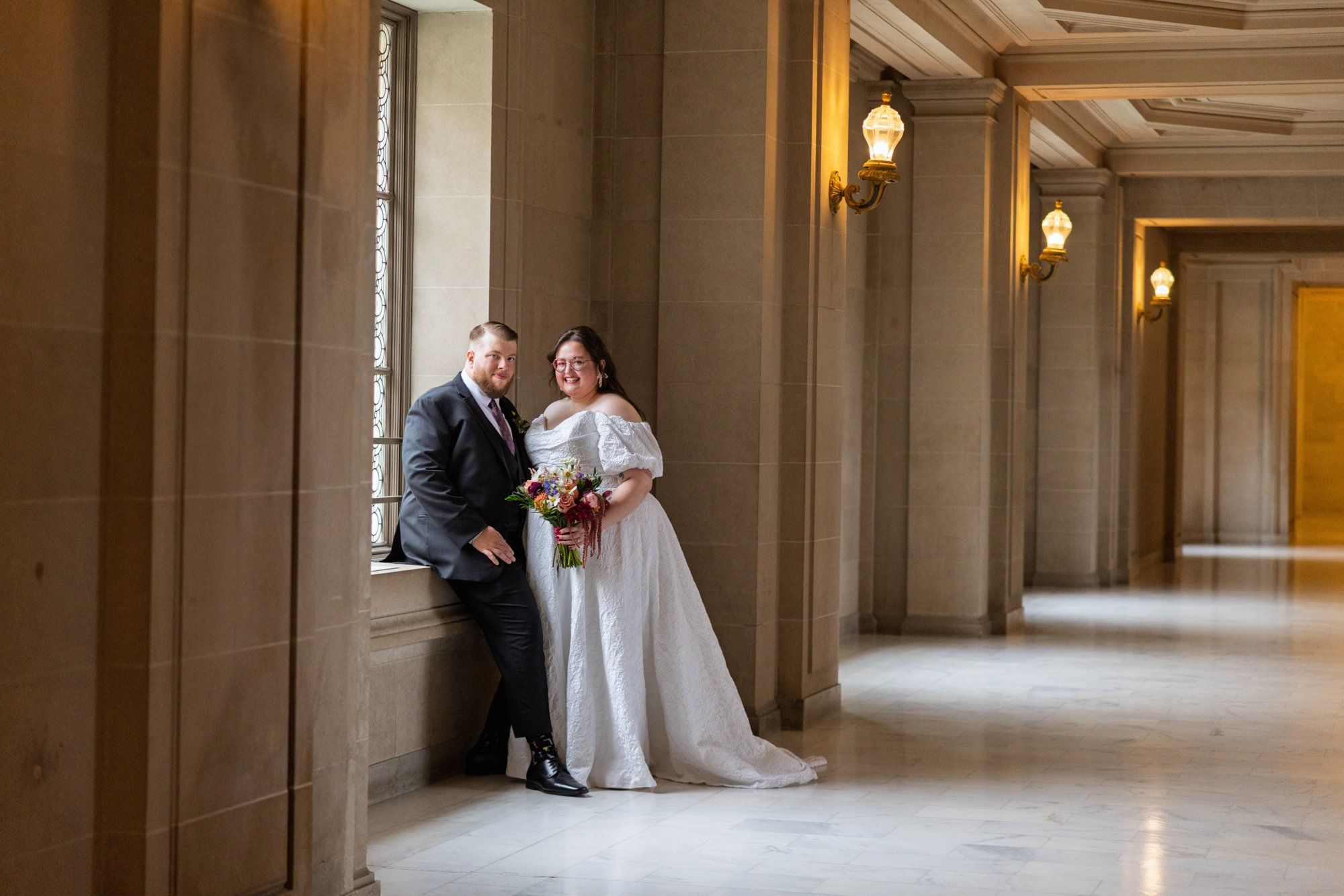 city hall elopement with a live cellist (7 guests), Portraits Inside City Hall