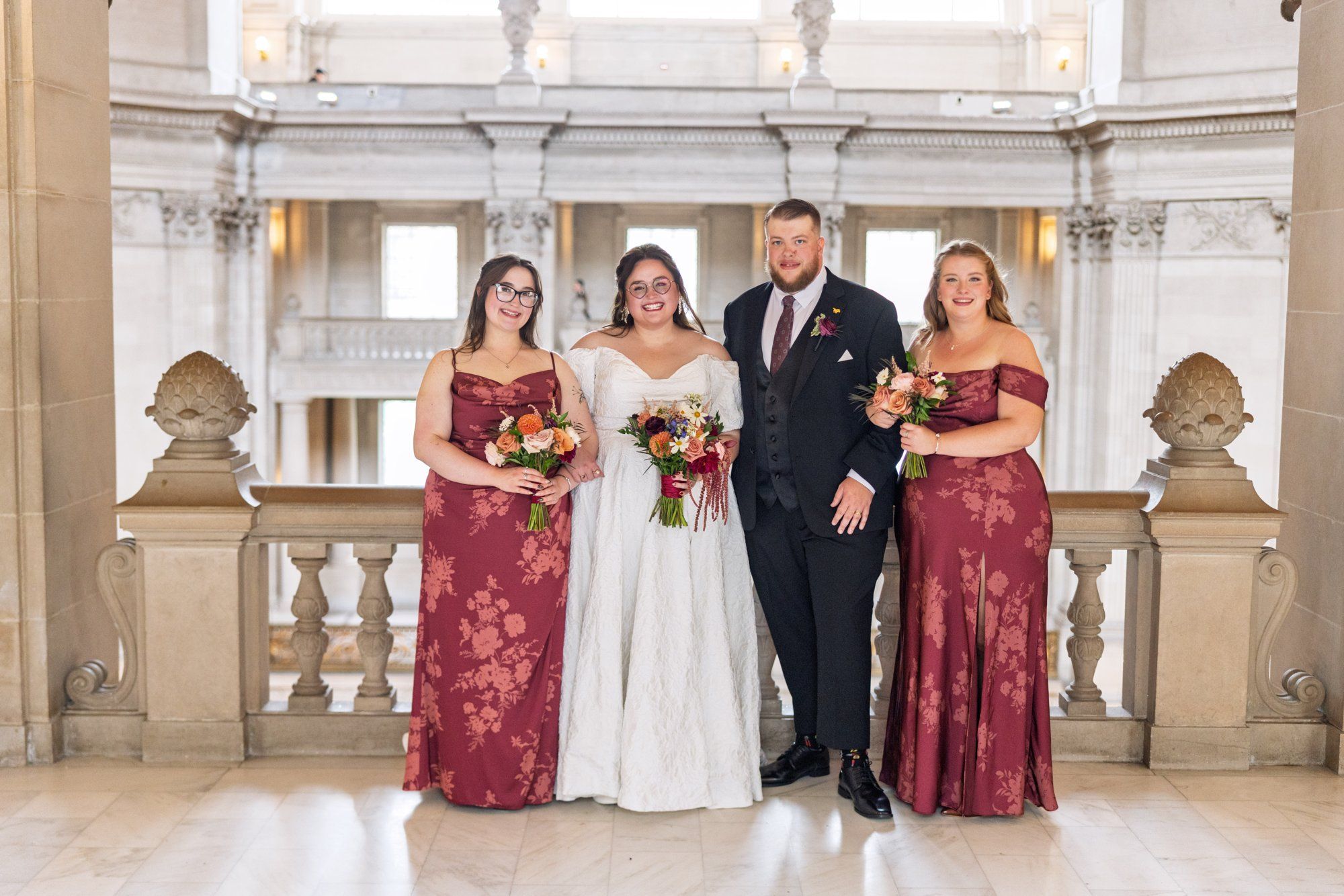 city hall elopement with a live cellist (7 guests), Portraits Inside City Hall