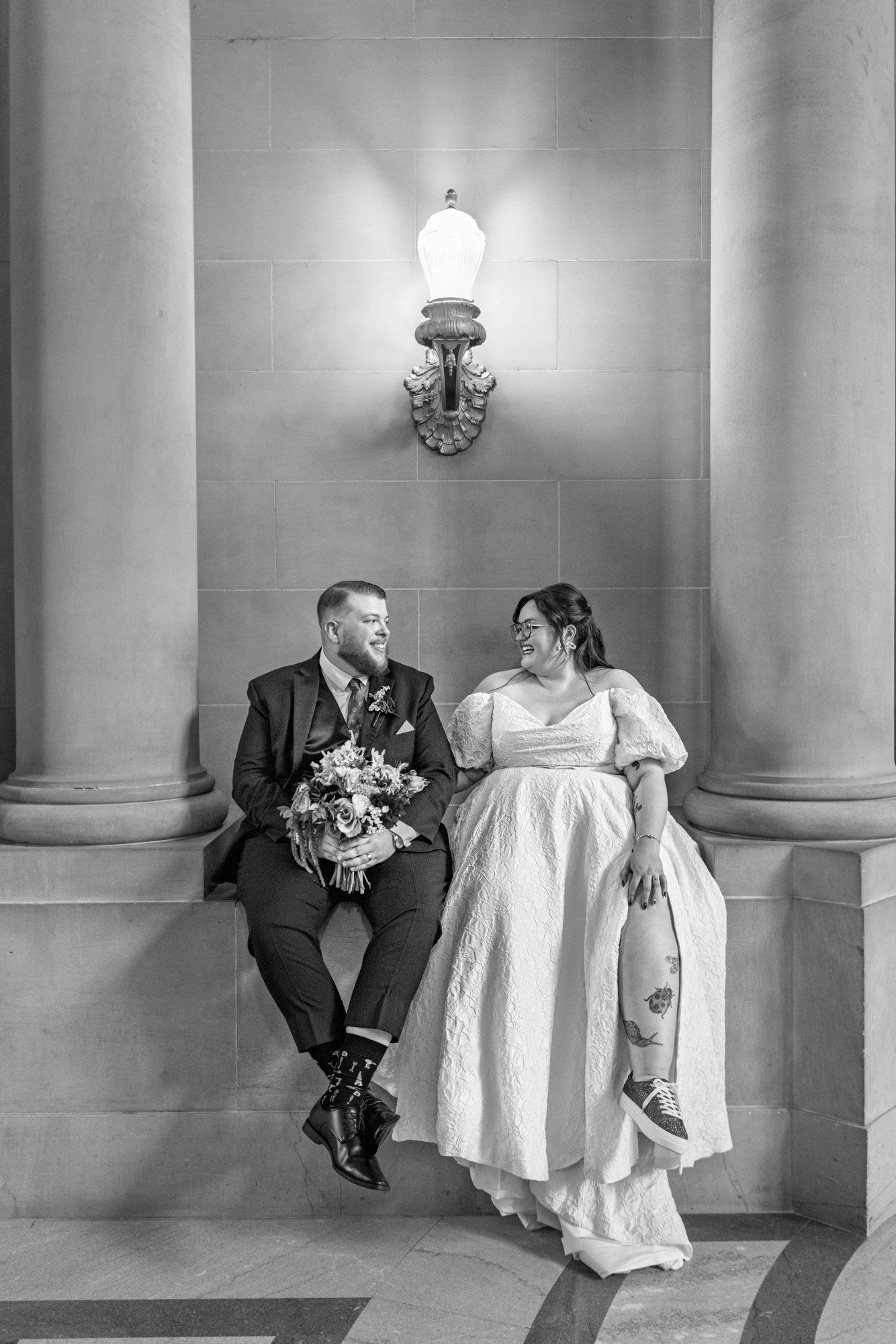 city hall elopement with a live cellist (7 guests), Portraits Inside City Hall
