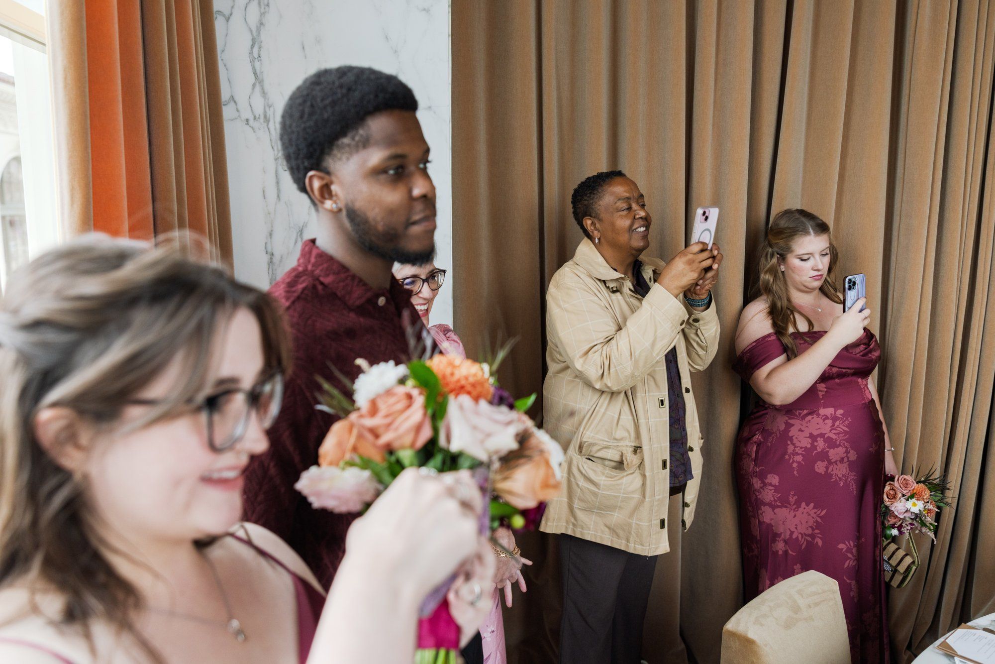 city hall elopement with a live cellist (7 guests), Portraits Inside City Hall