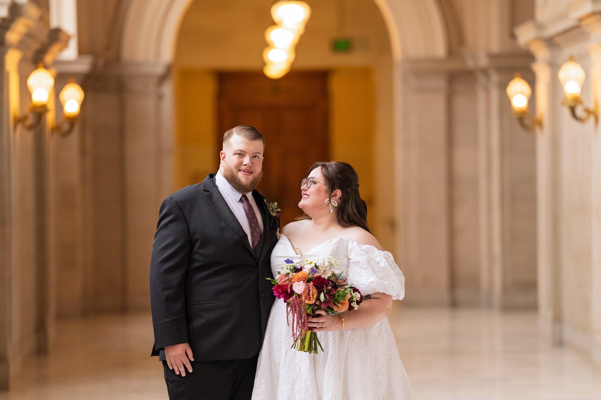 city hall elopement with a live cellist (7 guests), Portraits Inside City Hall
