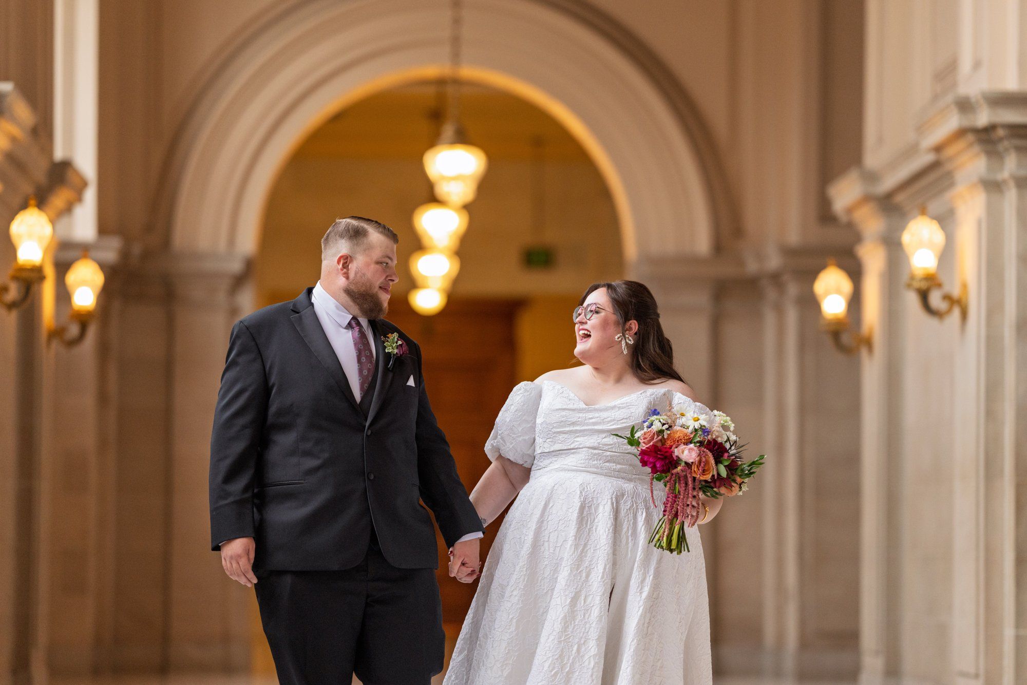 city hall elopement with a live cellist (7 guests), Portraits Inside City Hall