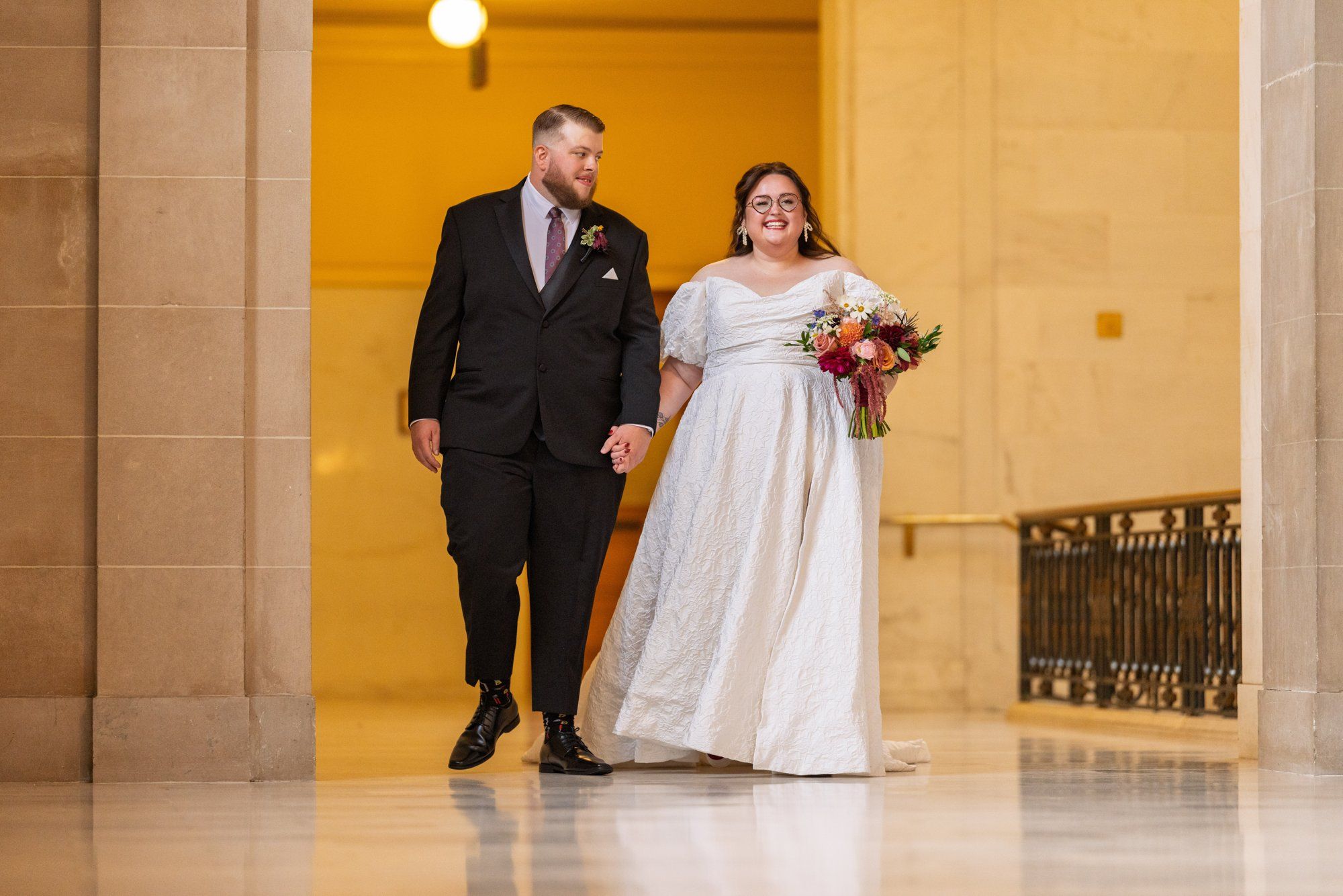 city hall elopement with a live cellist (7 guests), Portraits Inside City Hall