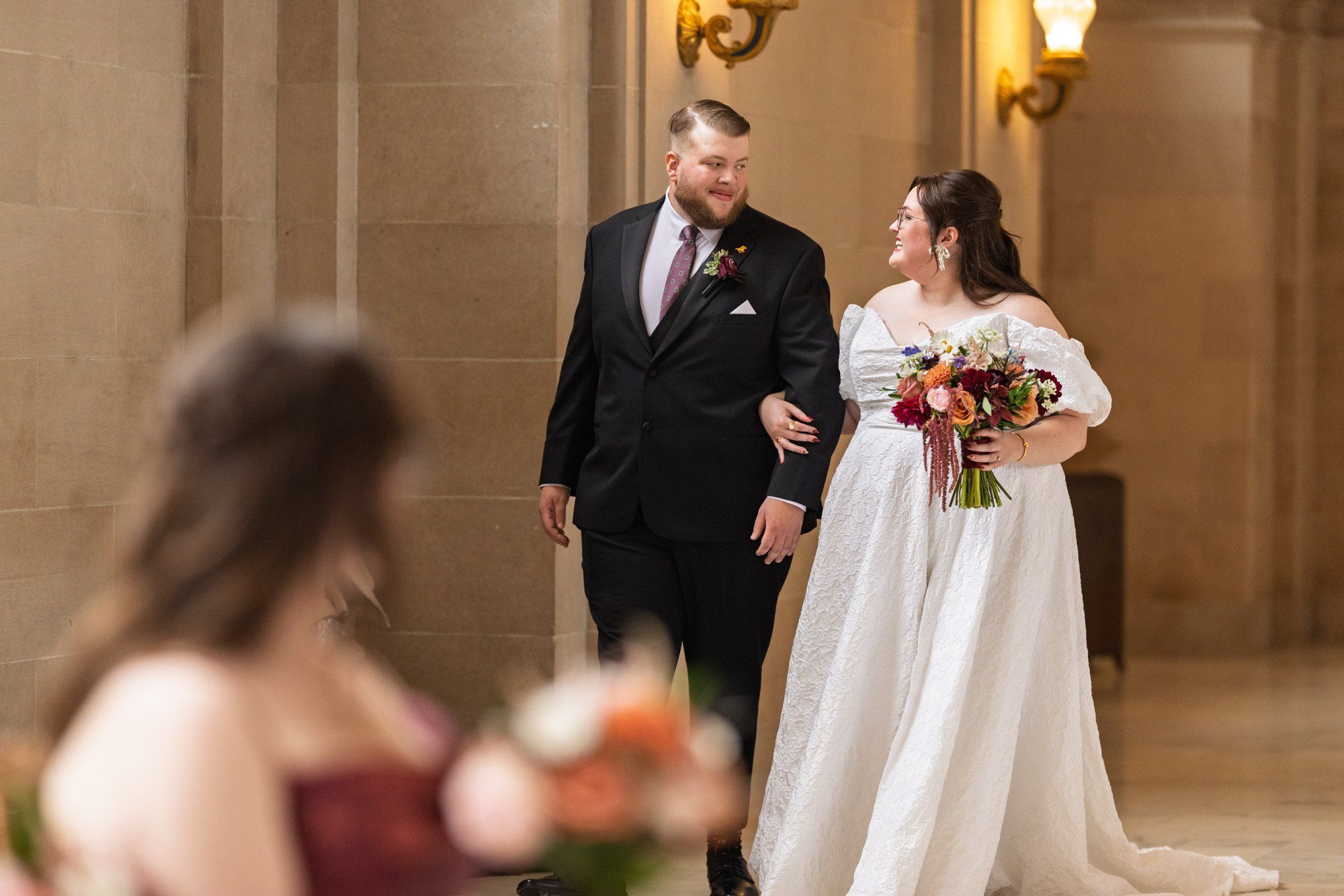 city hall elopement with a live cellist (7 guests), Portraits Inside City Hall