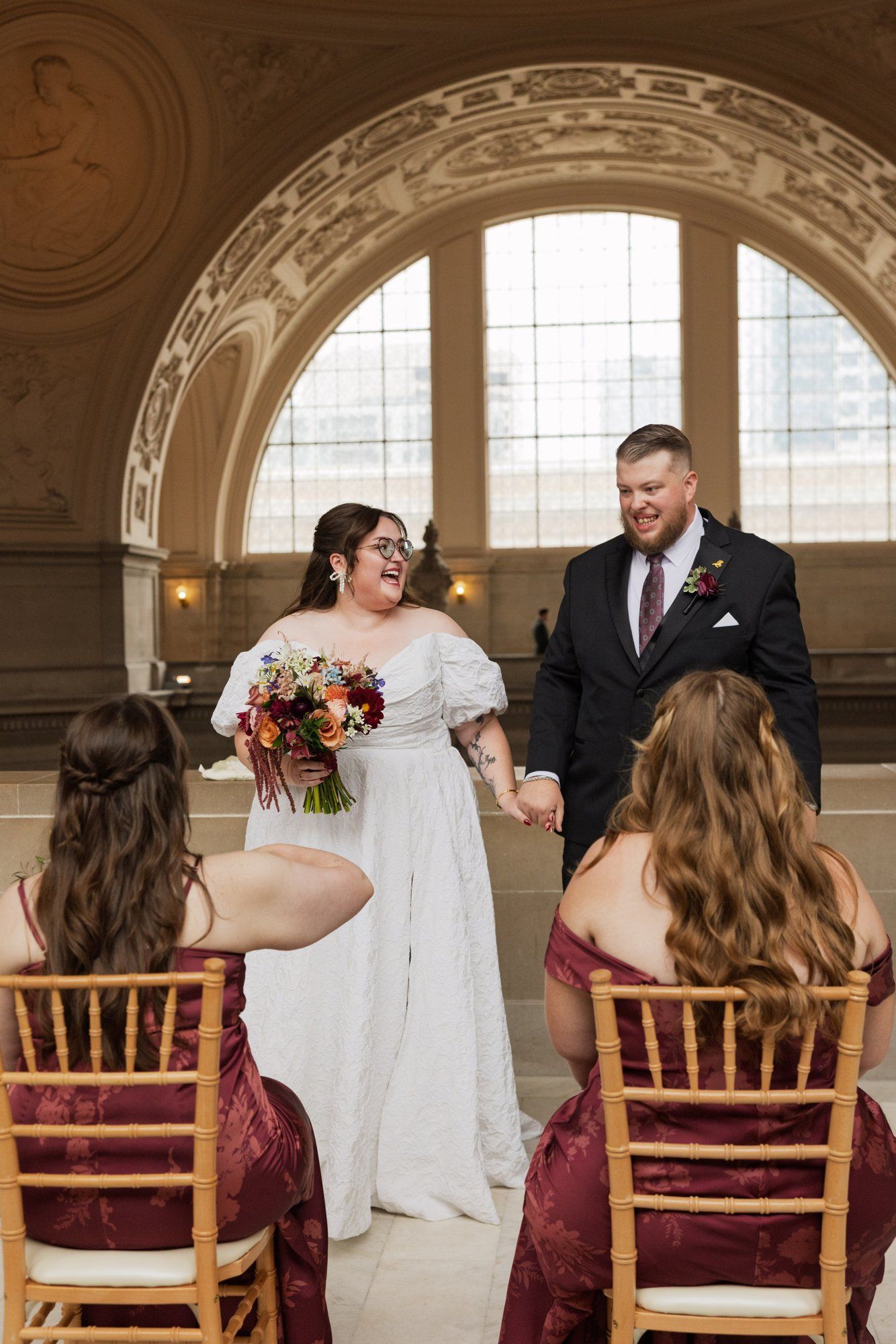 city hall elopement with a live cellist (7 guests), A City Hall Elopement Under the Rotunda, With a Live Cellist