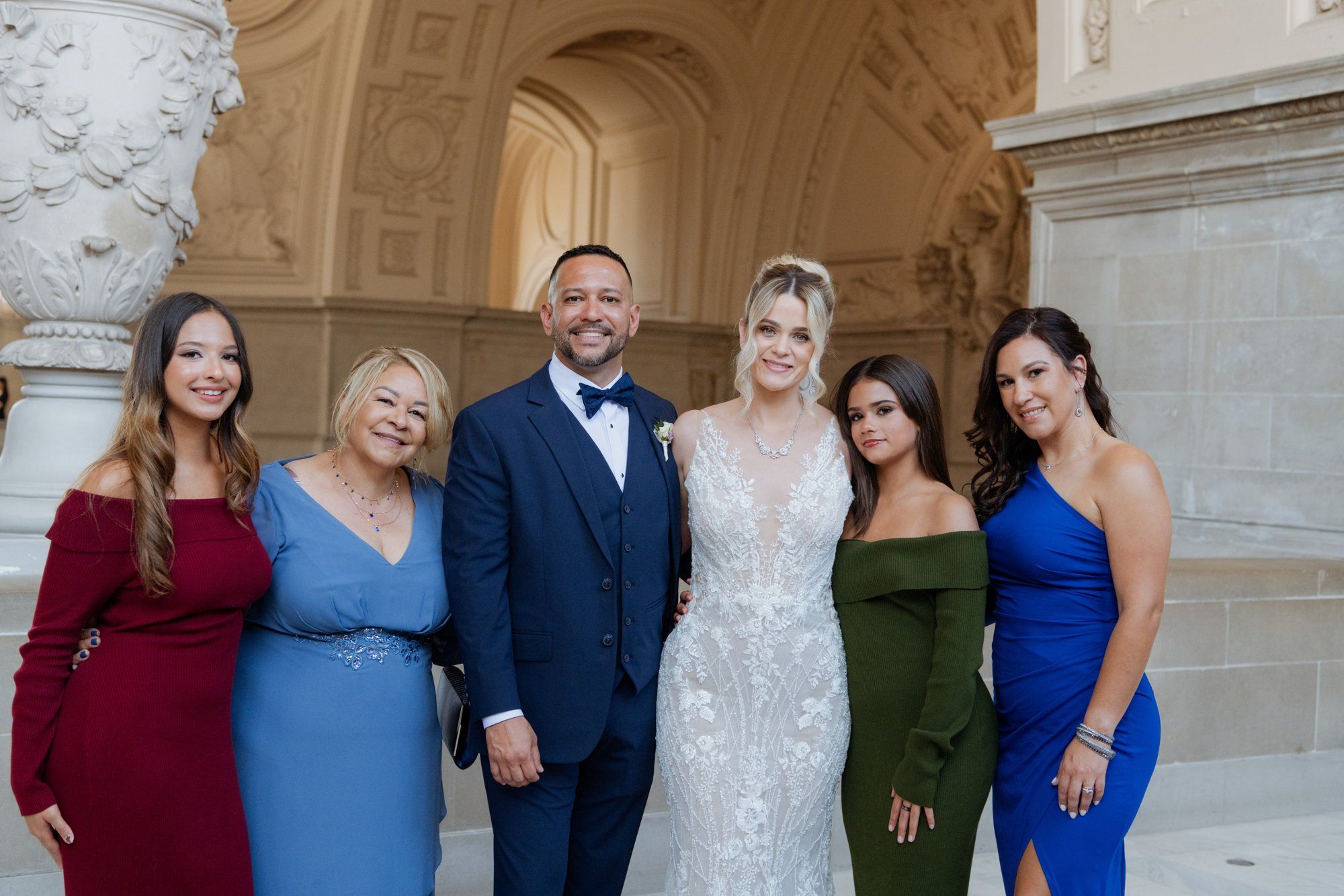 spring city hall micro wedding, Portraits on the Grand Staircase of San Francisco City Hall