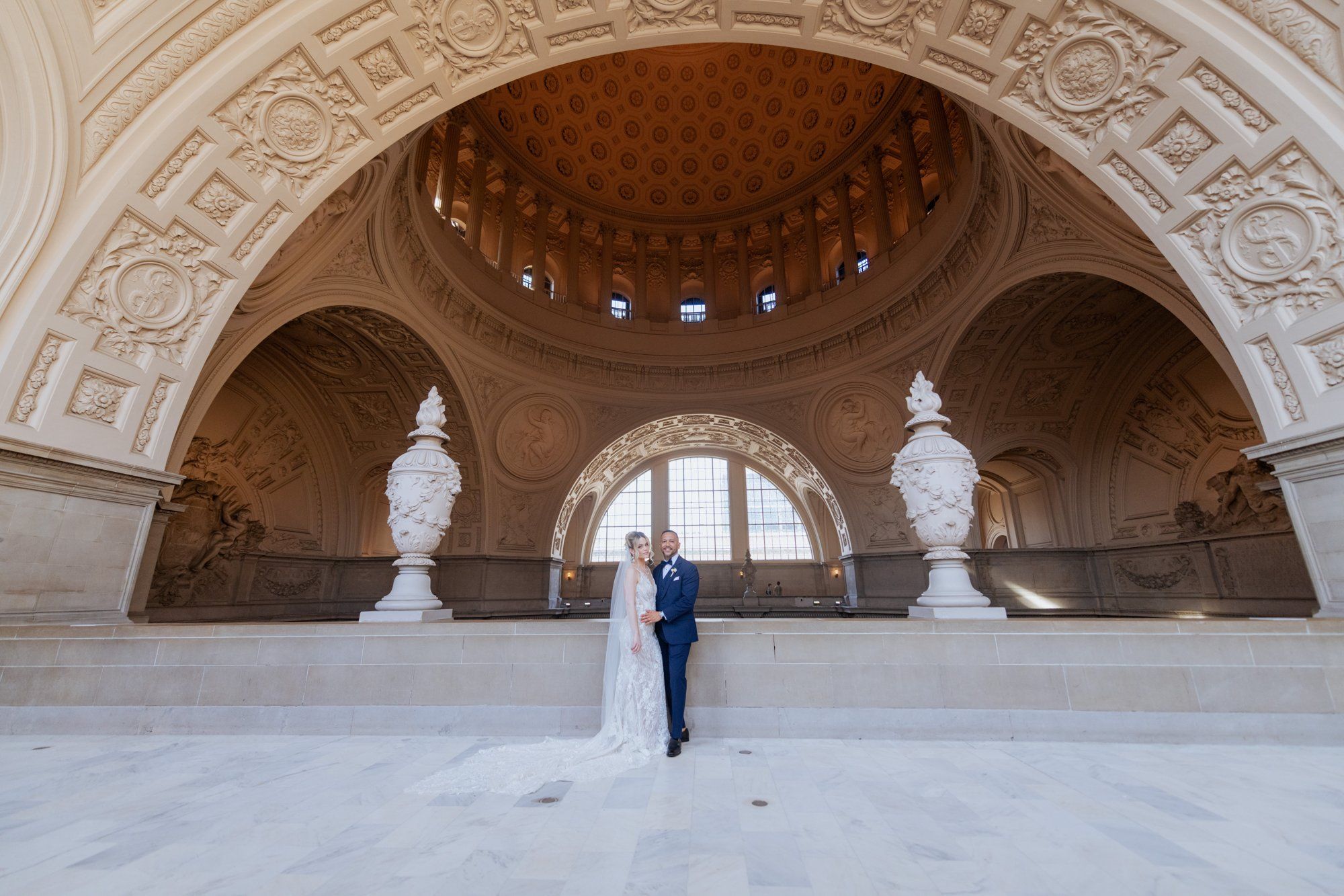 spring city hall micro wedding, Portraits on the Grand Staircase of San Francisco City Hall