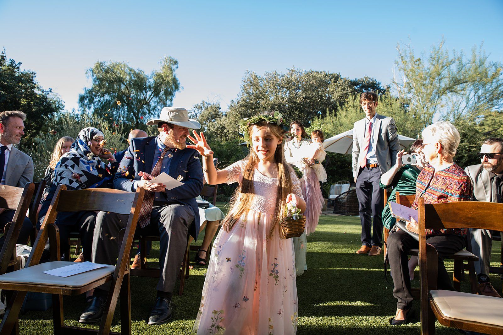 spanish villa micro wedding, los angeles, Married on the Grass, His Sister Officiating