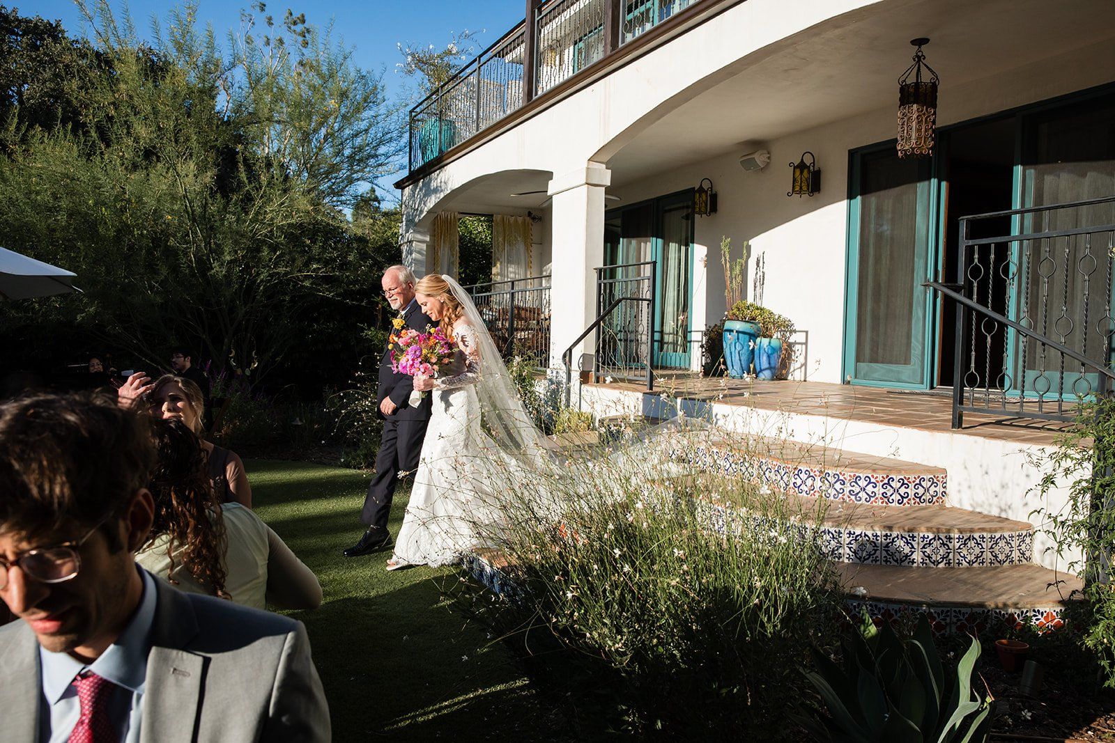 spanish villa micro wedding, los angeles, Married on the Grass, His Sister Officiating